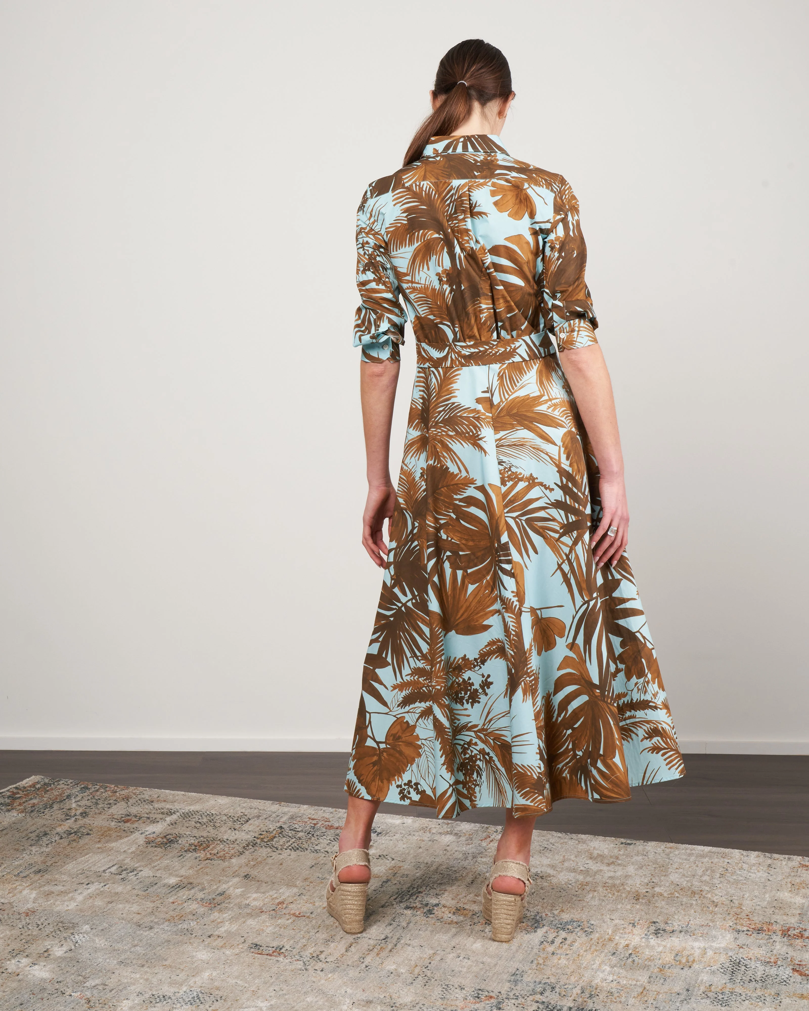 dralla tie front dress - blue cotton palm print - Image 5