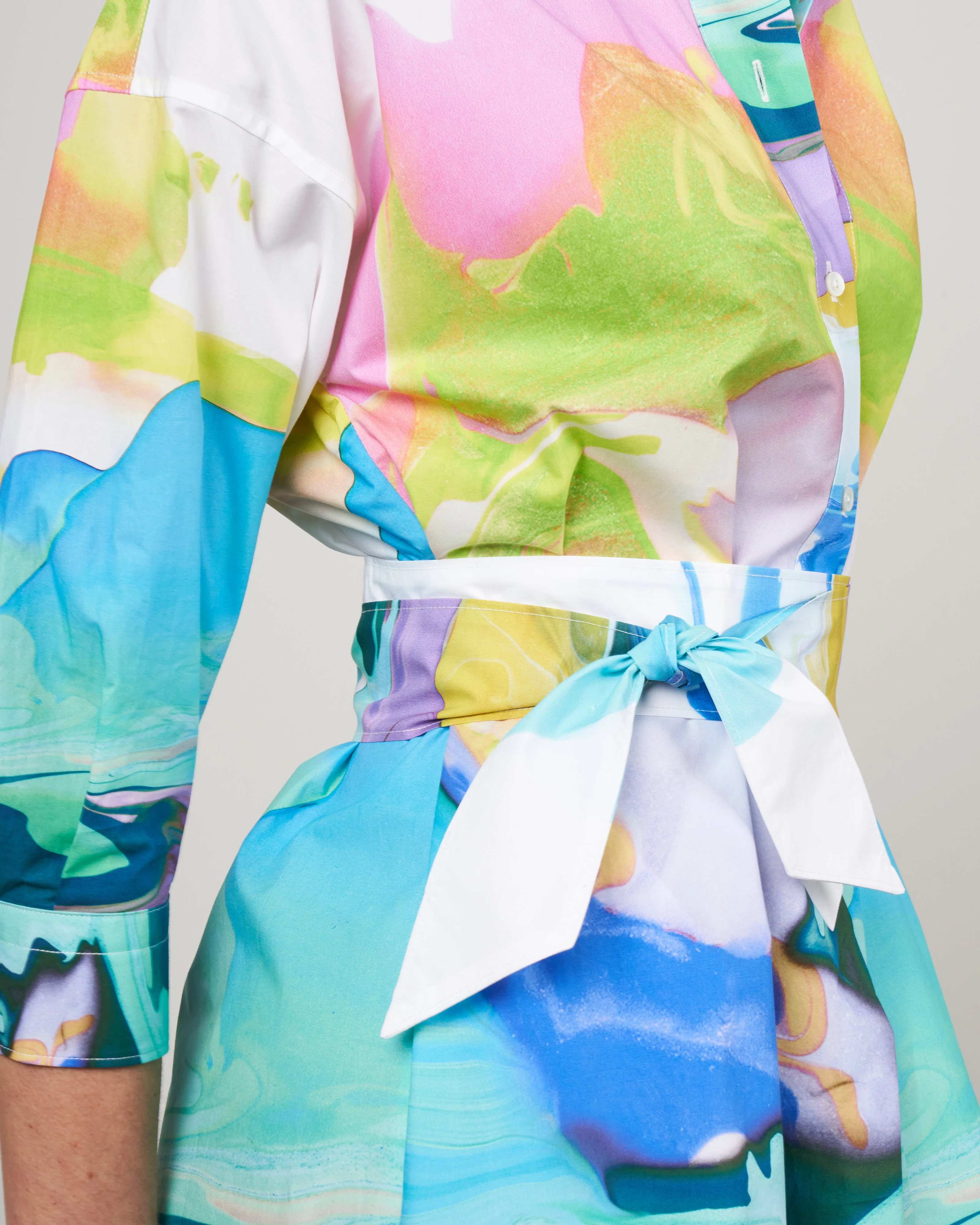 ekafty dress - small oil print light blue/green sleeves - Image 5