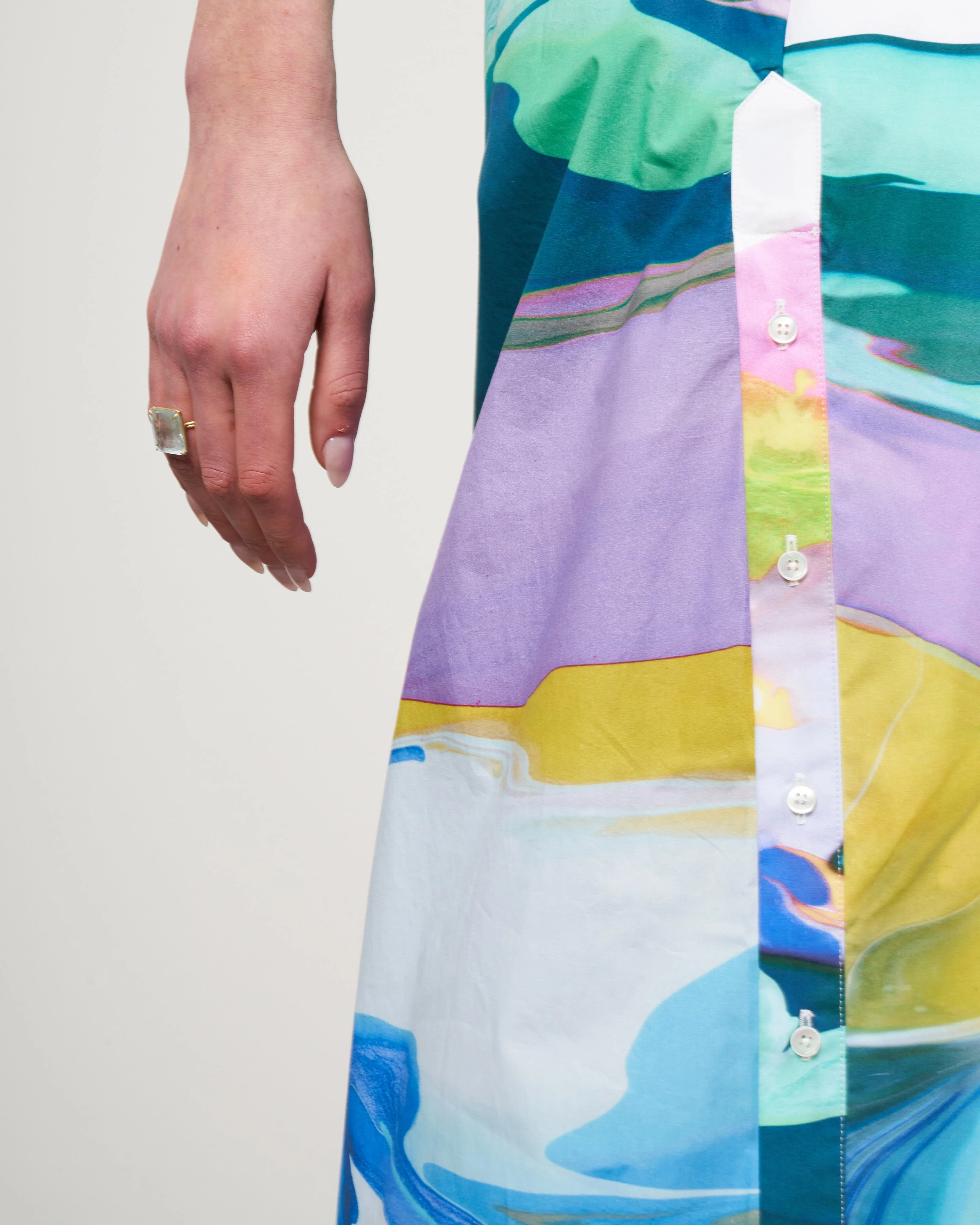 ekafty dress - small oil print light blue/green sleeves - Image 6