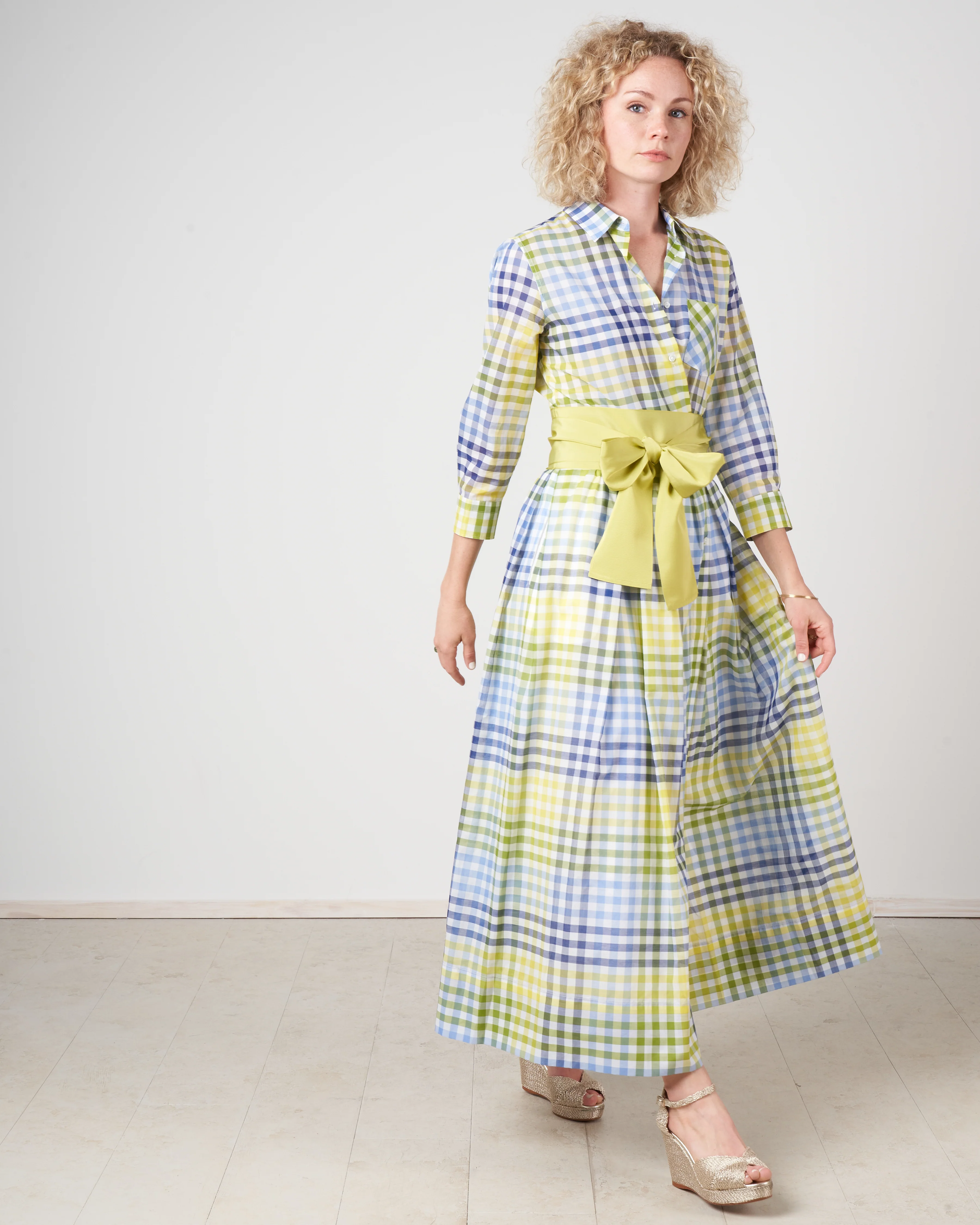 elenat dress - check lime / blue / navy - Image 2