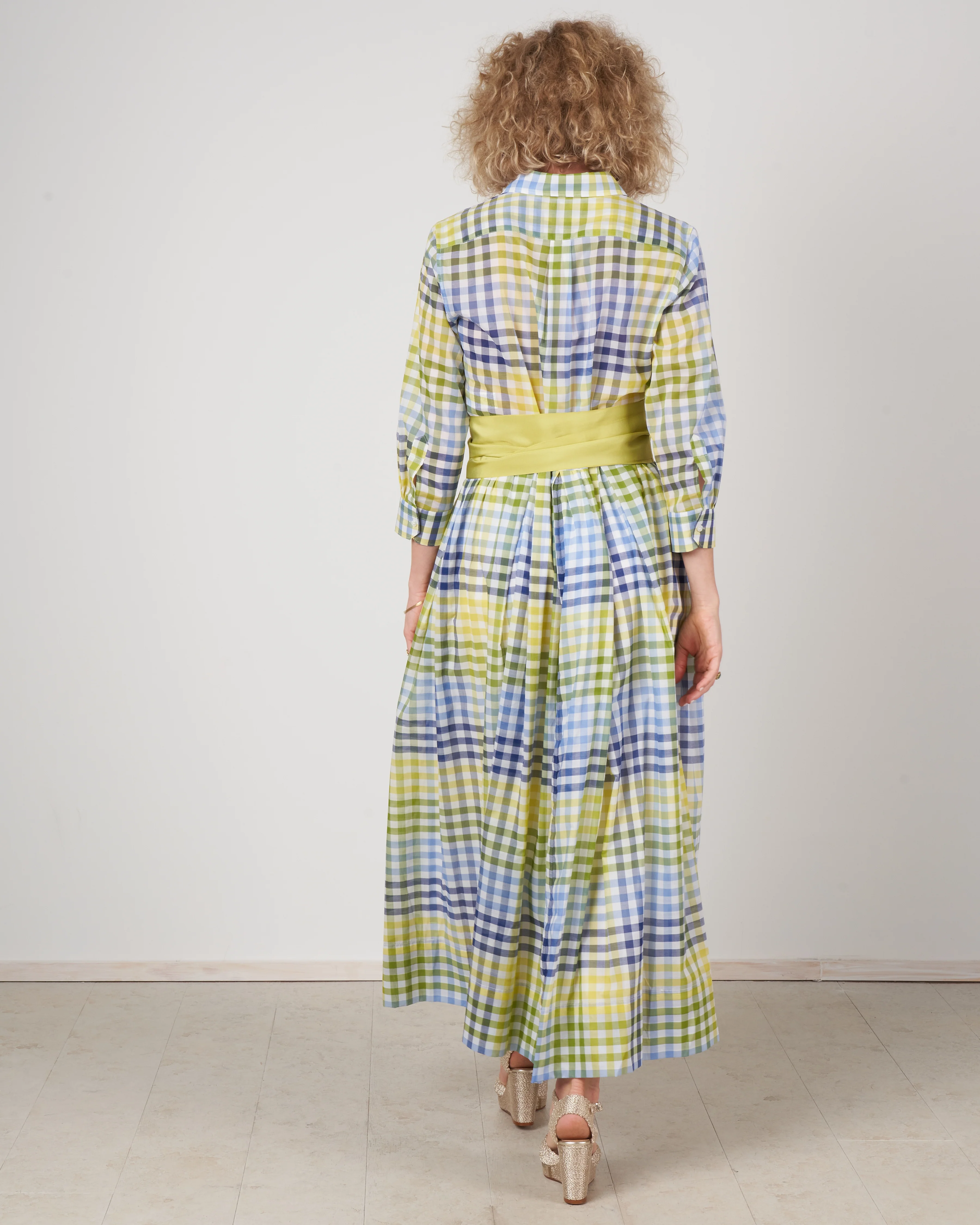 elenat dress - check lime / blue / navy - Image 4