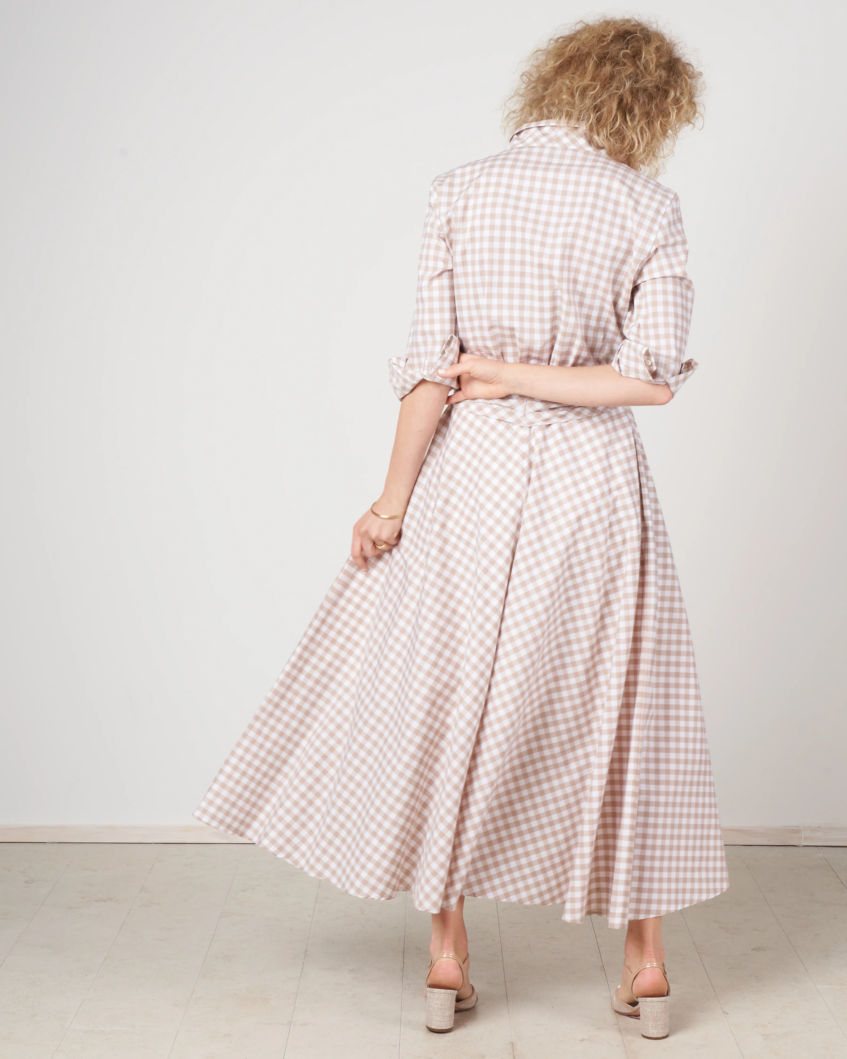 gelsa dress - beige & white small check - Image 4