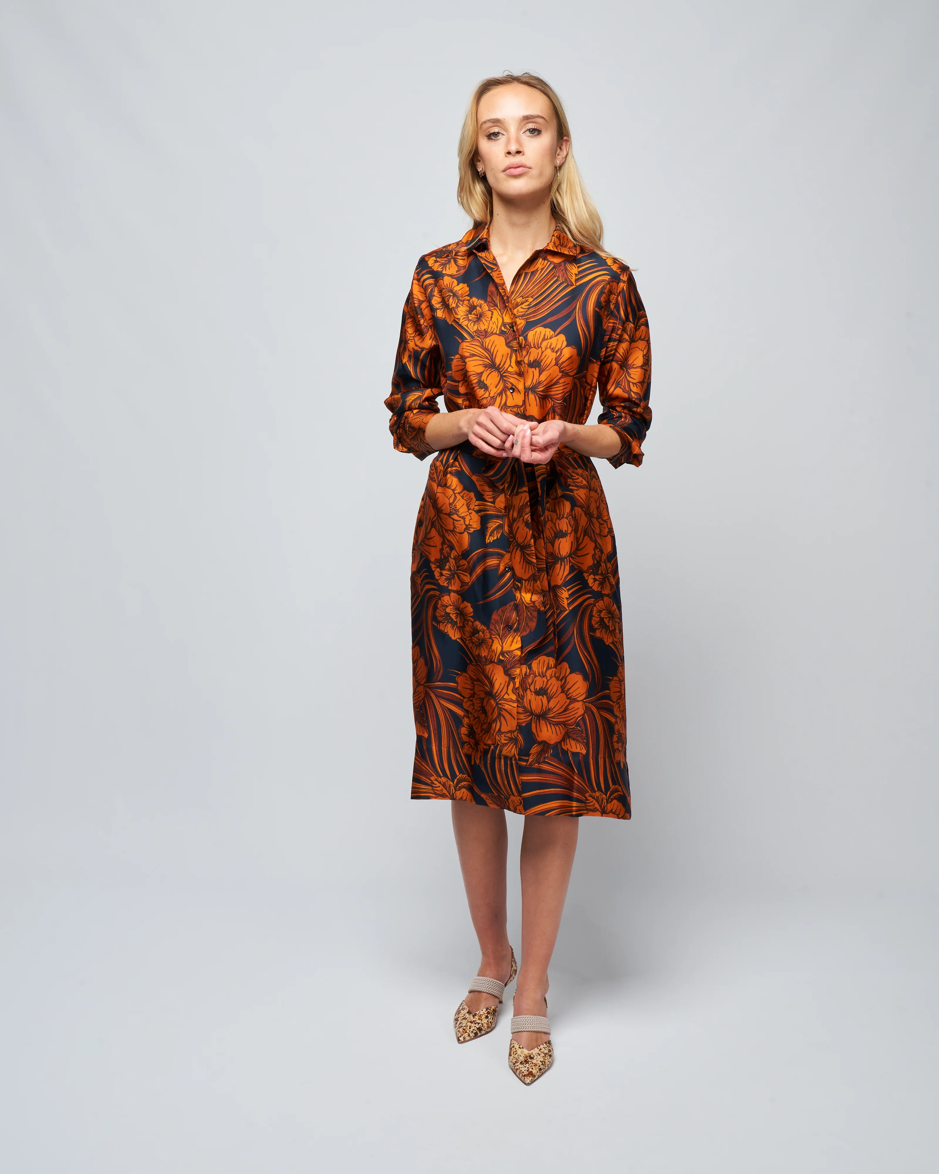 havana110 dress - navy flower palm - Image 2