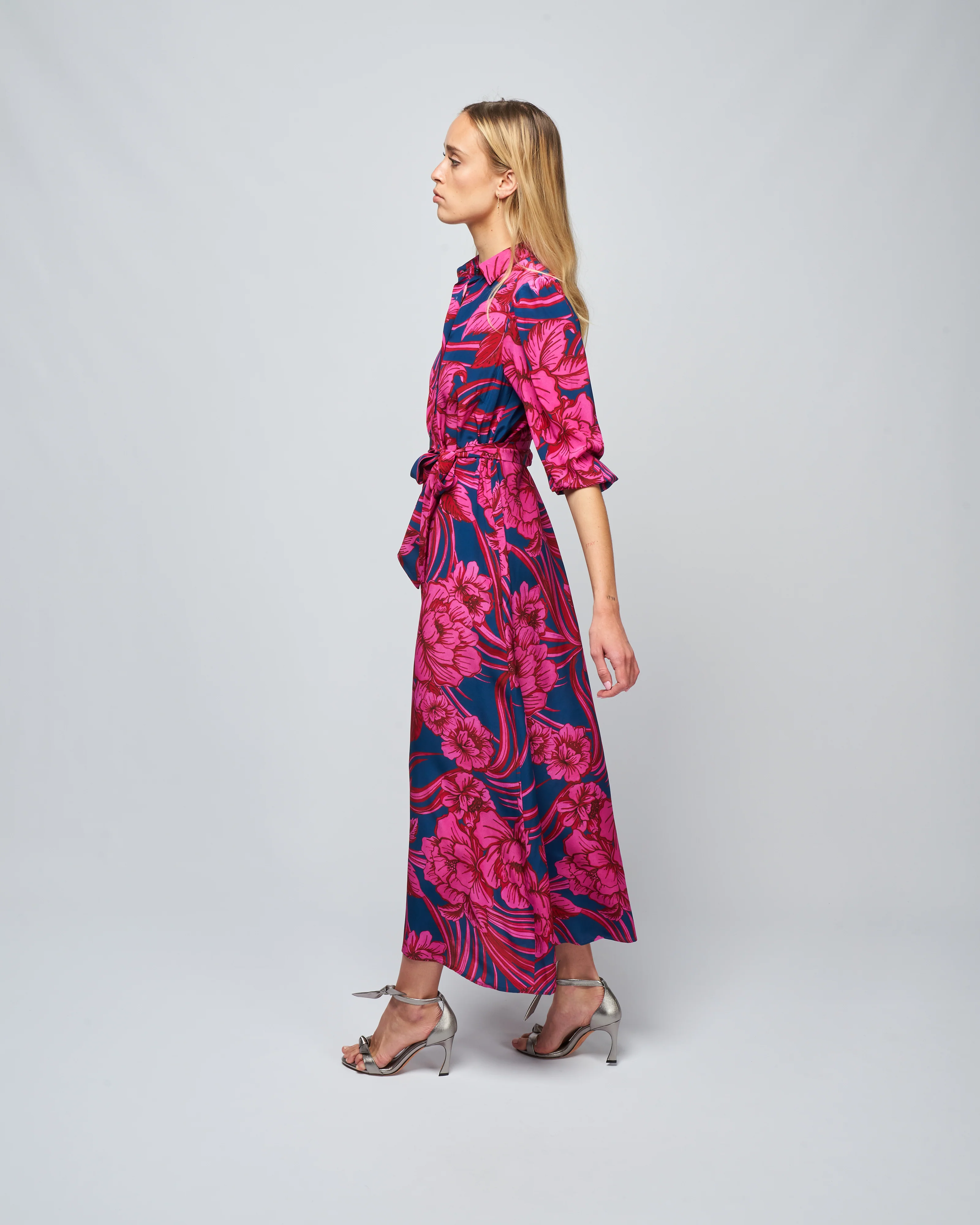 medea 34 dress - fuschia navy flower palm - Image 3