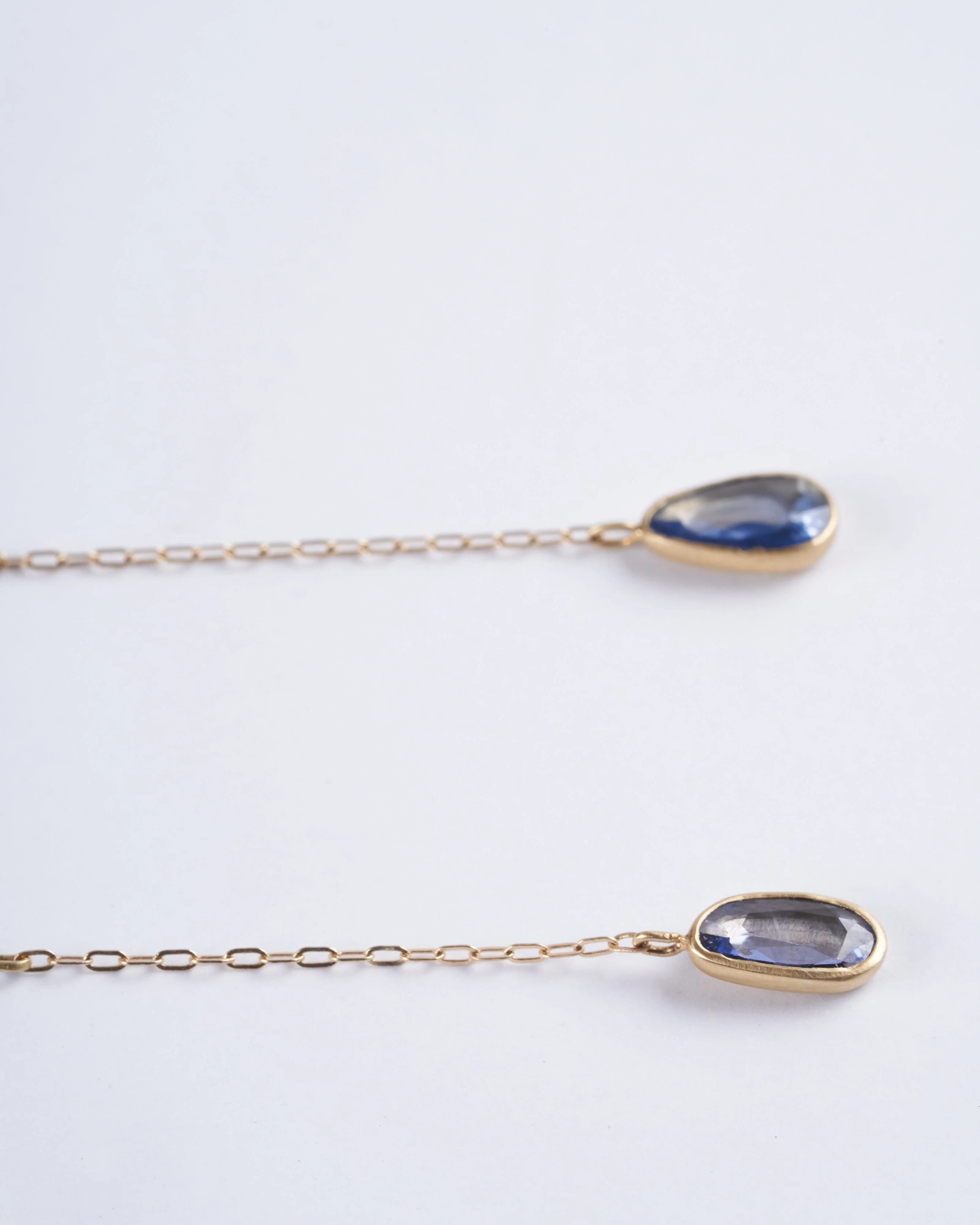 aquamarine post earrings with chain - gold - Image 3