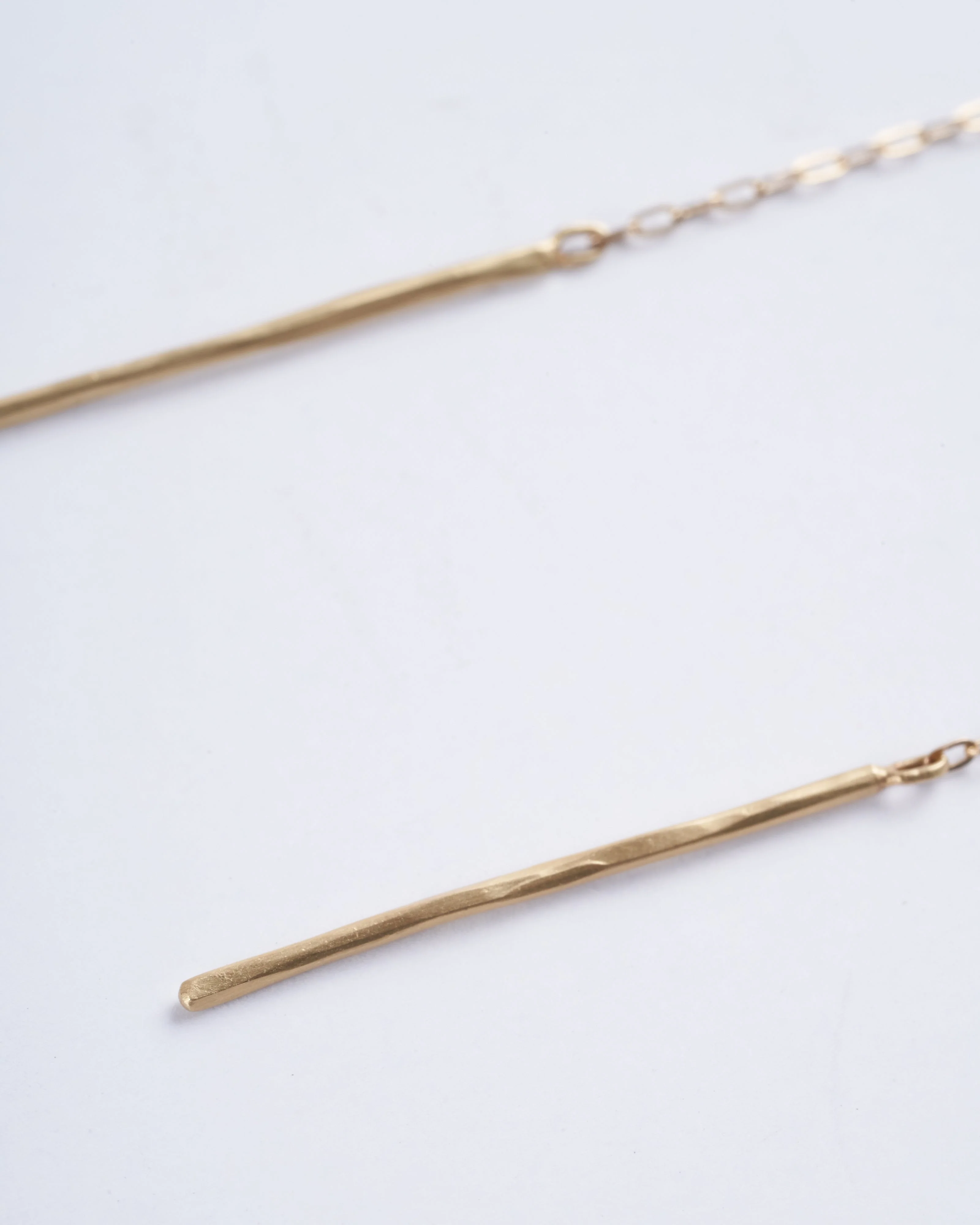 aquamarine post earrings with chain - gold - Image 4