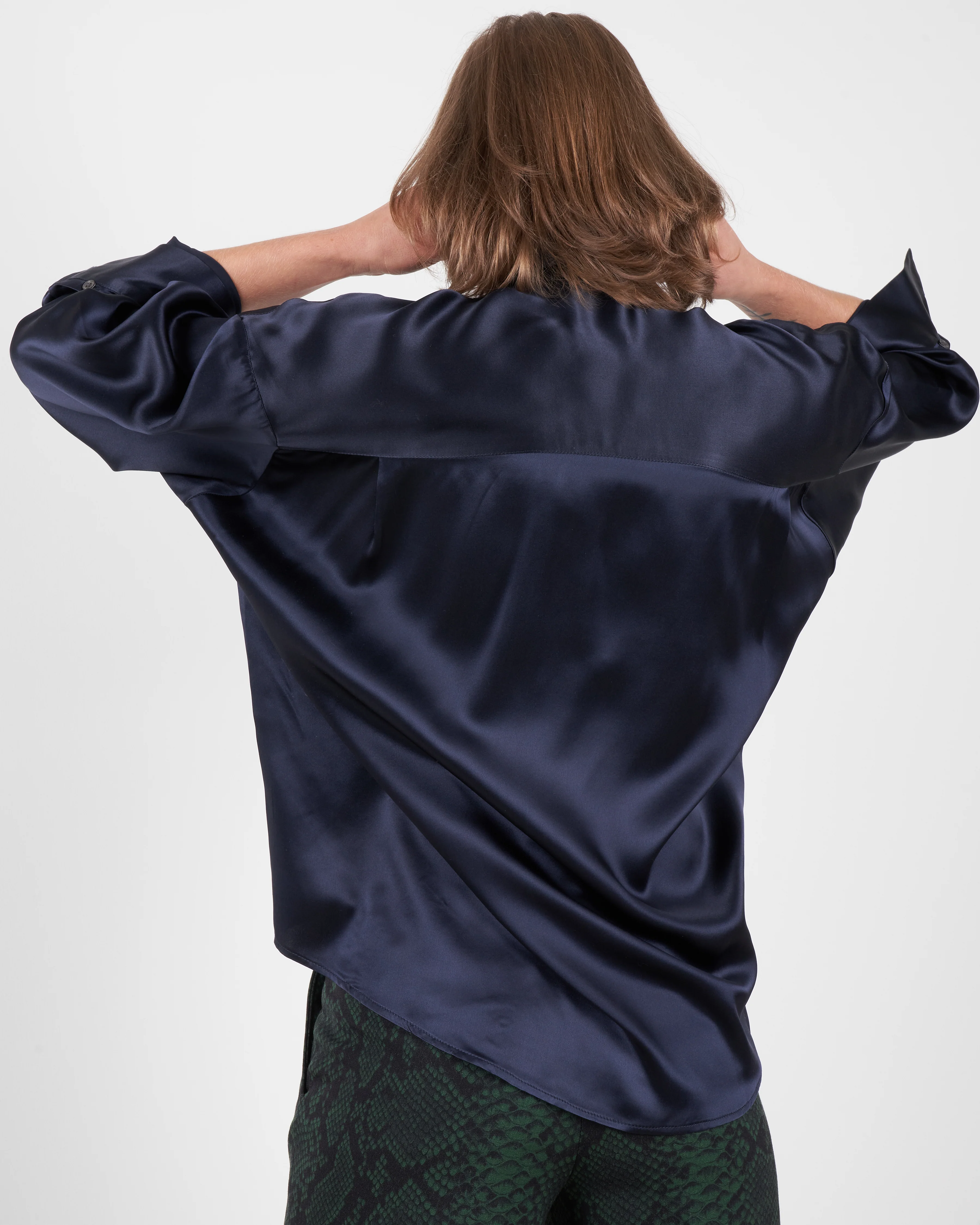 satin sheets shirt - navy - Image 3
