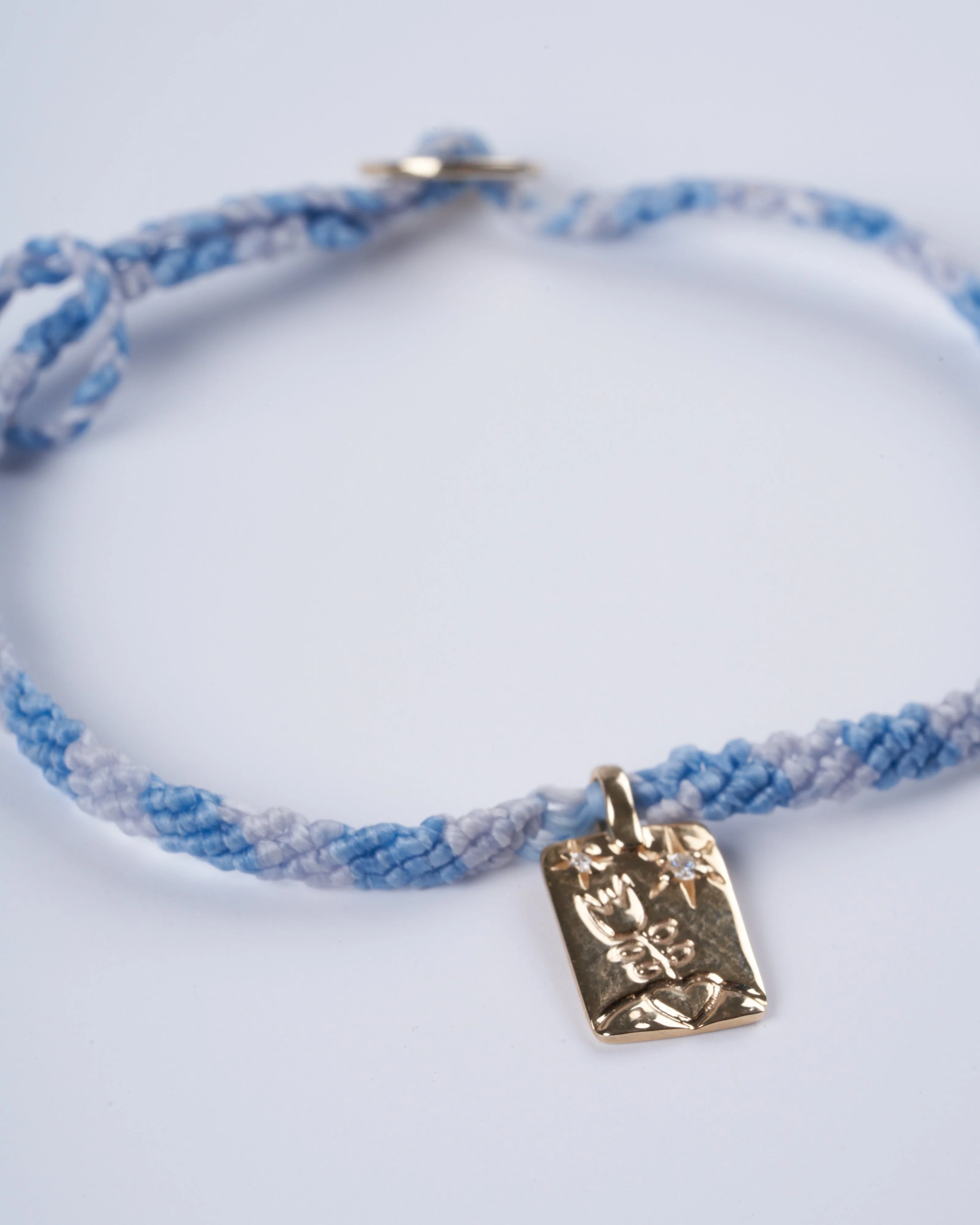 adjustable macrame bracelet with flower tag - gold - Image 3