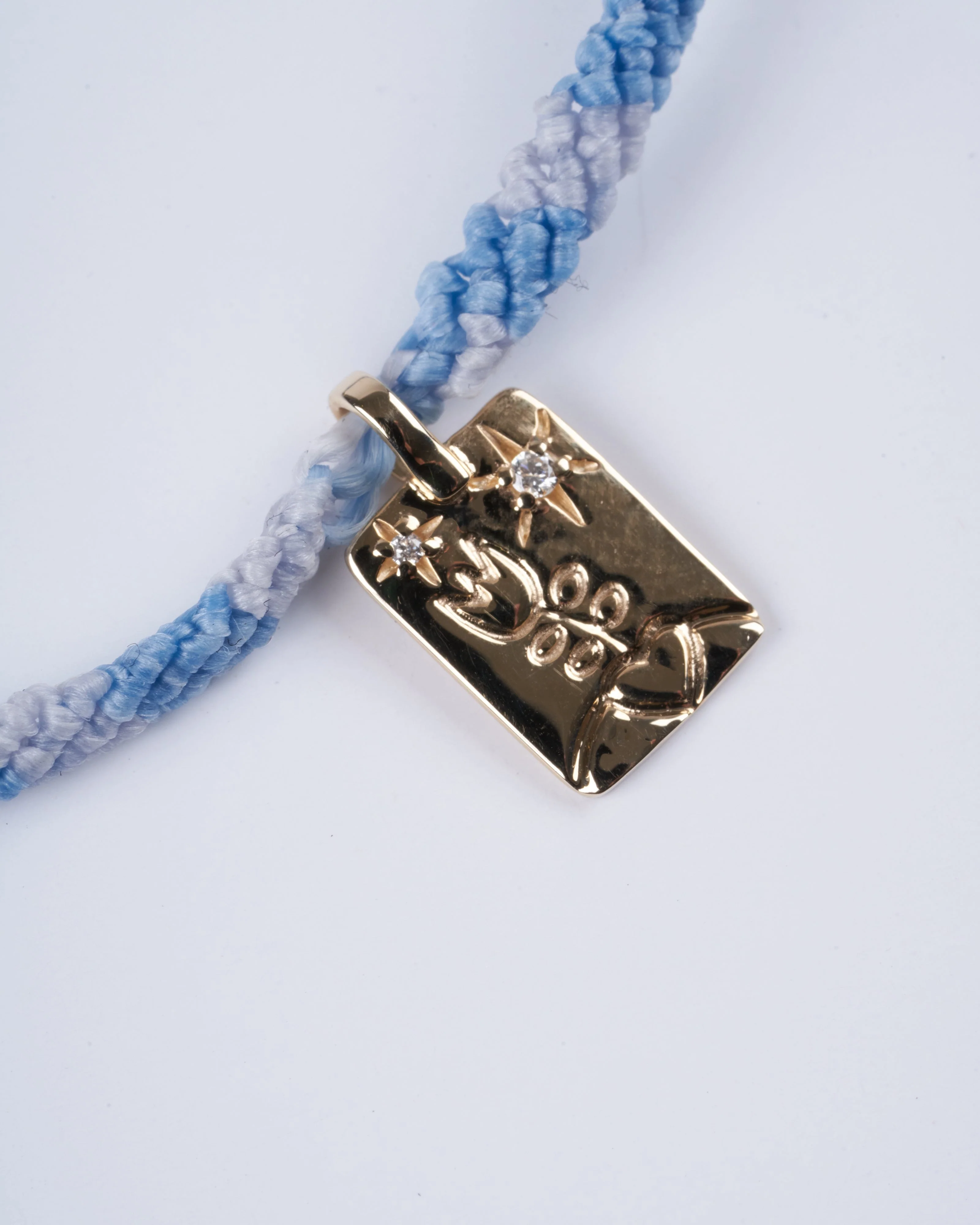 adjustable macrame bracelet with flower tag - gold - Image 4