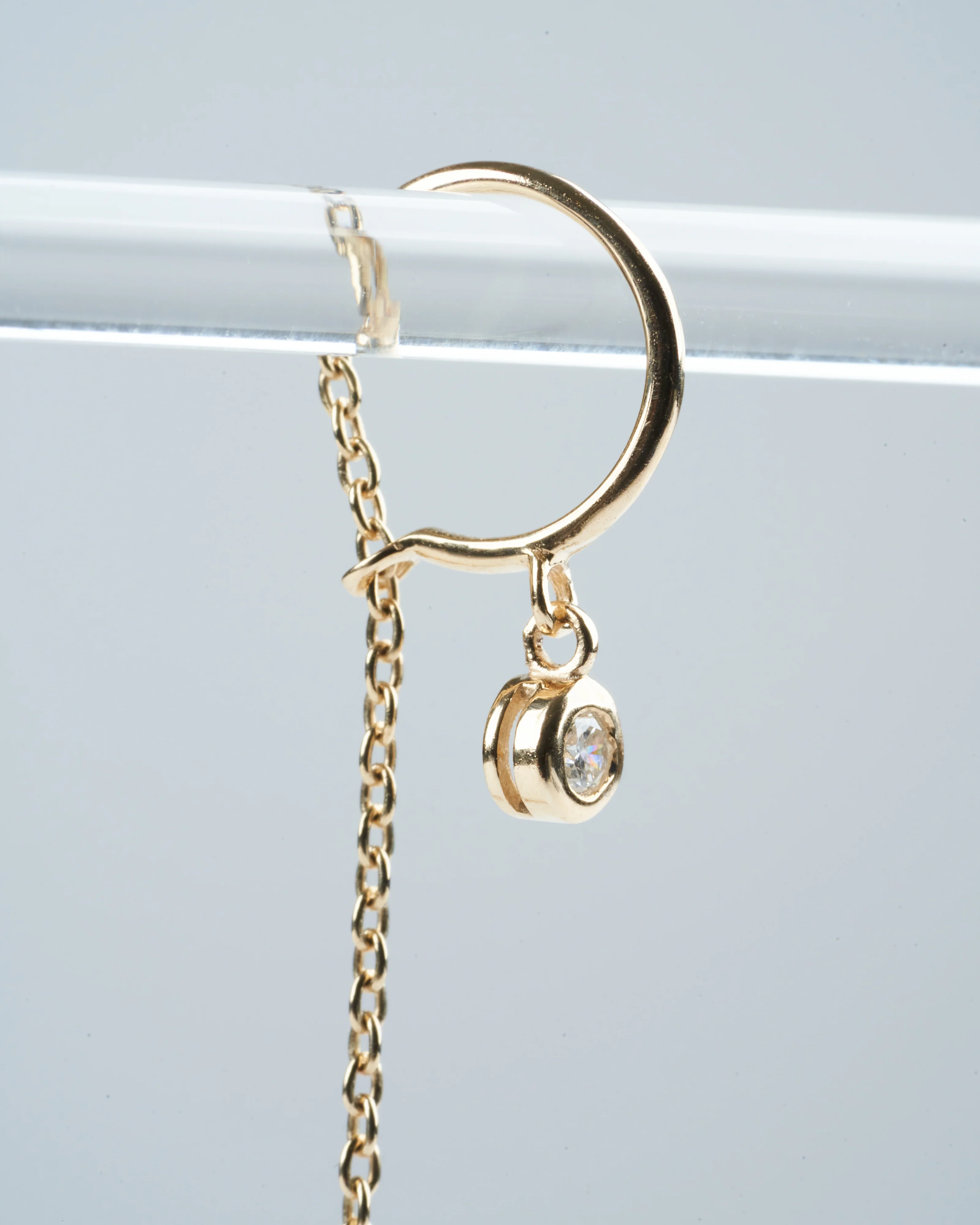 classic diamond threader in gold single - gold - Image 3