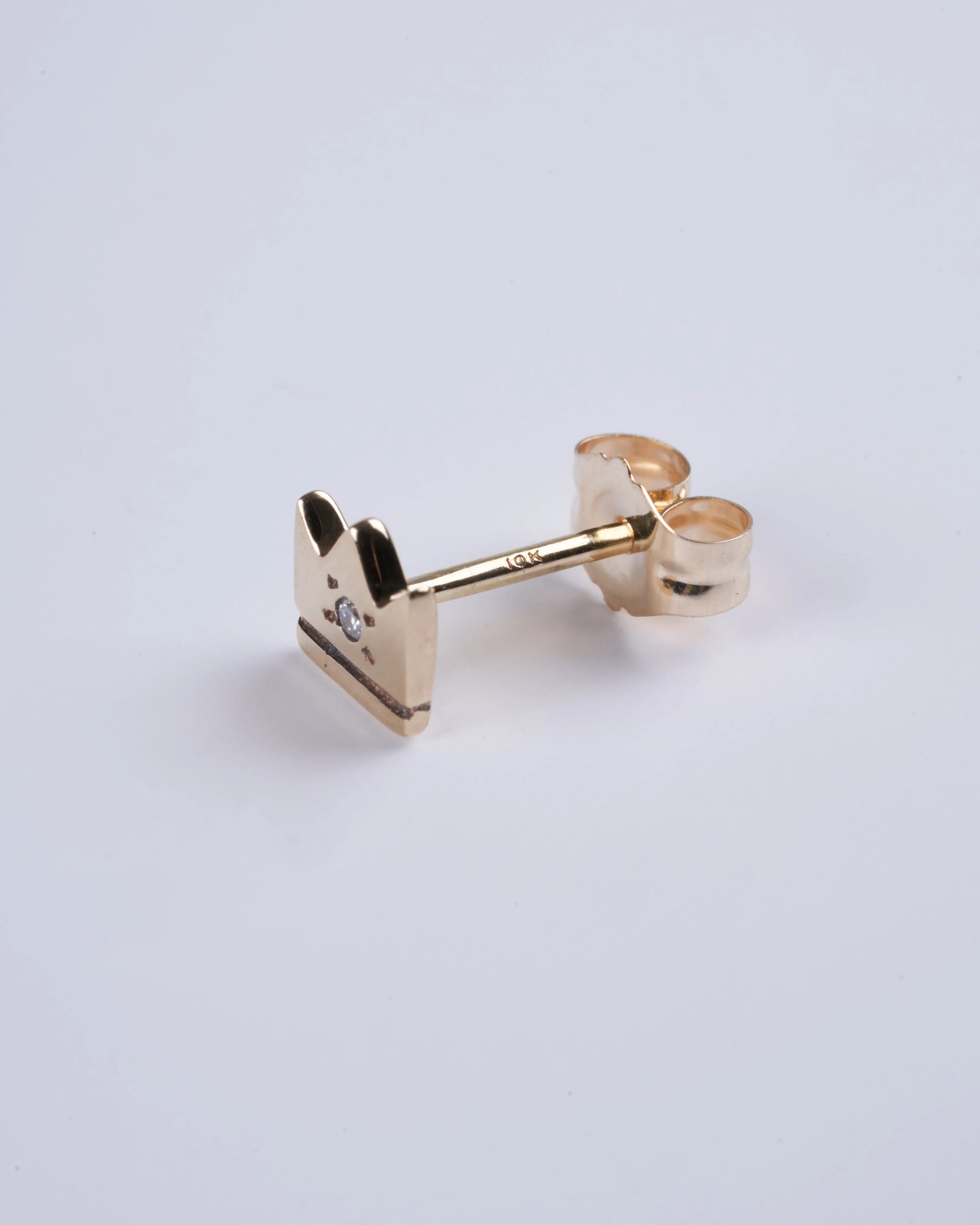 crown stud in gold with diamond - gold - Image 3