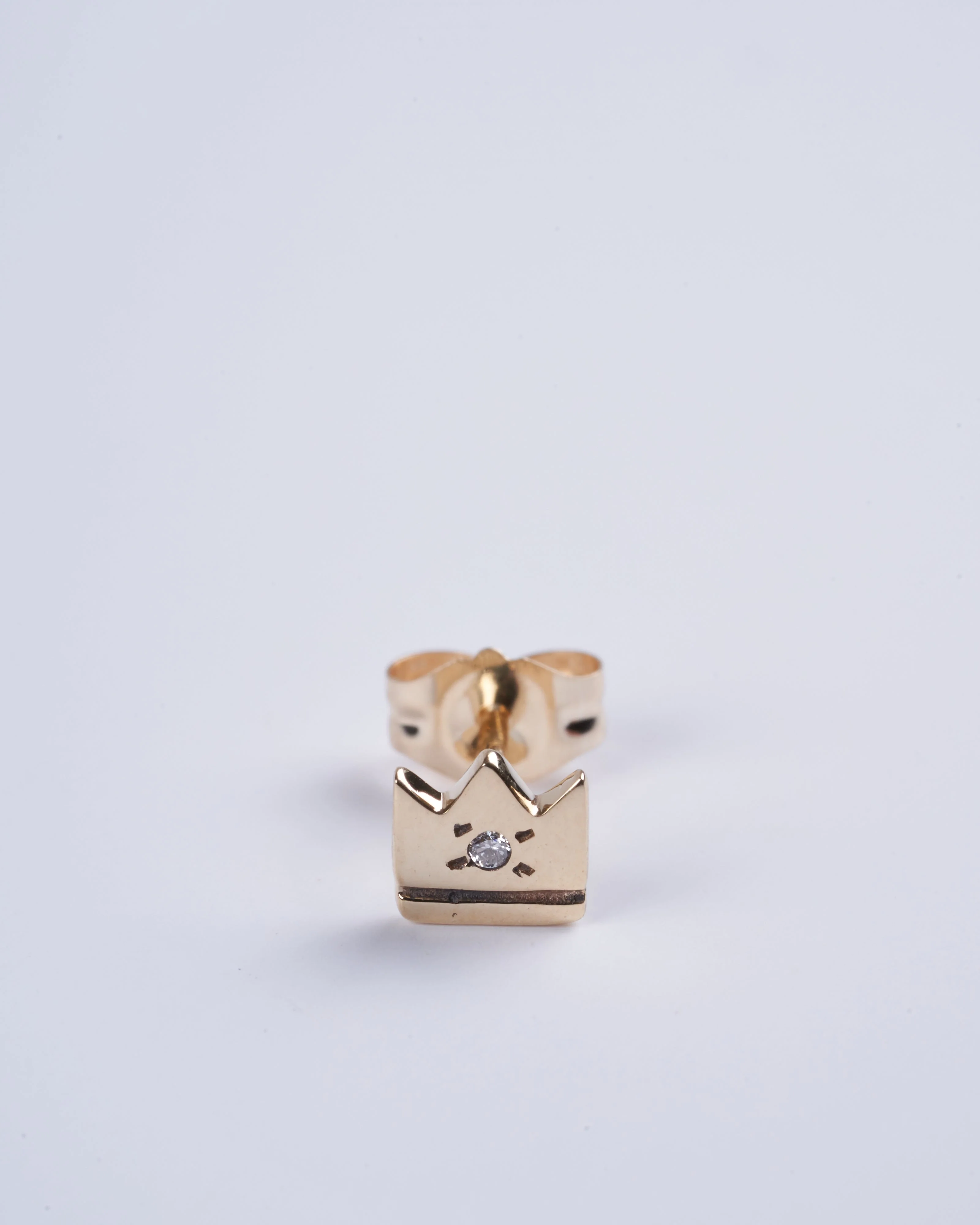crown stud in gold with diamond - gold - Image 5
