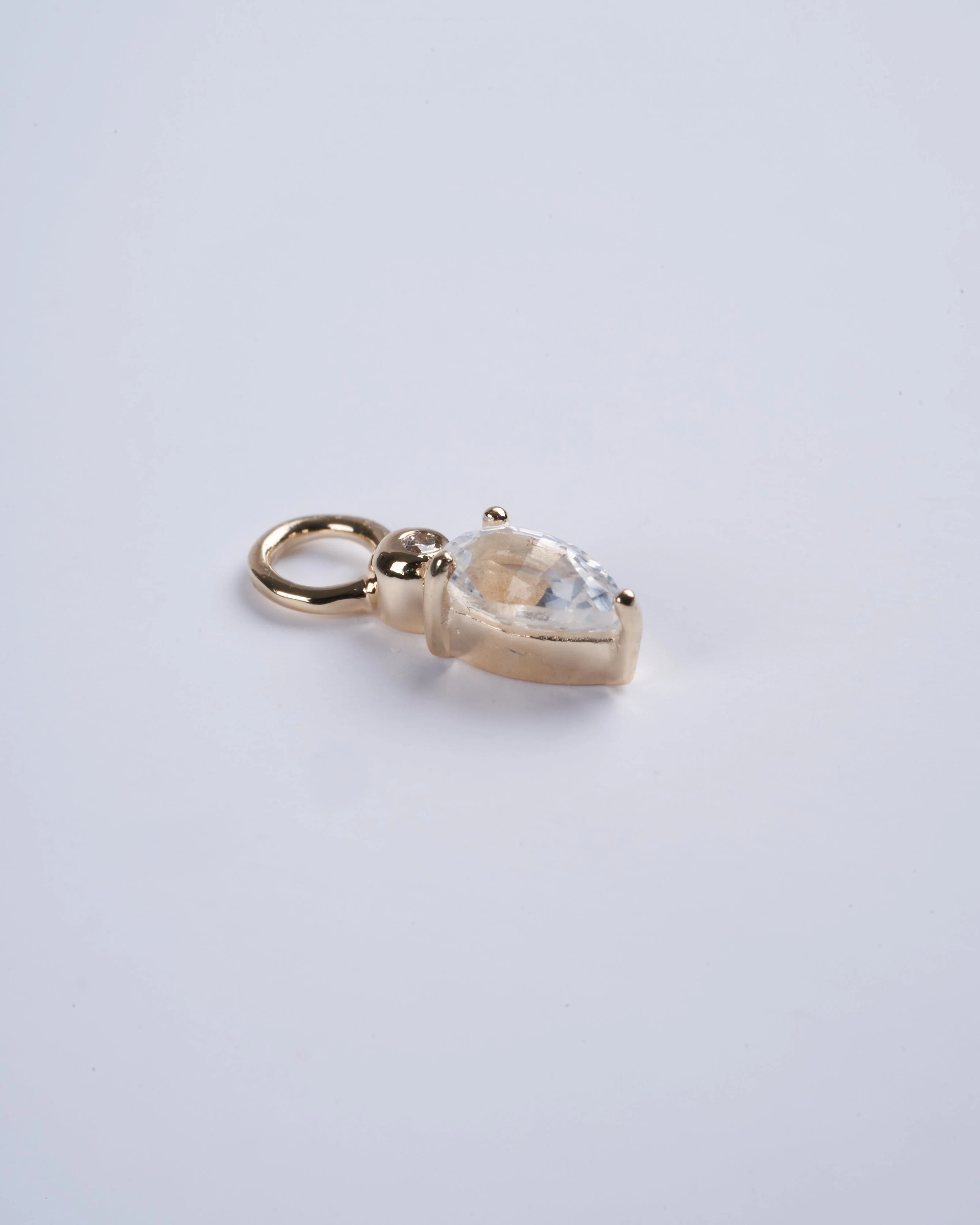 droplet charm with white sapphire and diamond - gold - Image 2