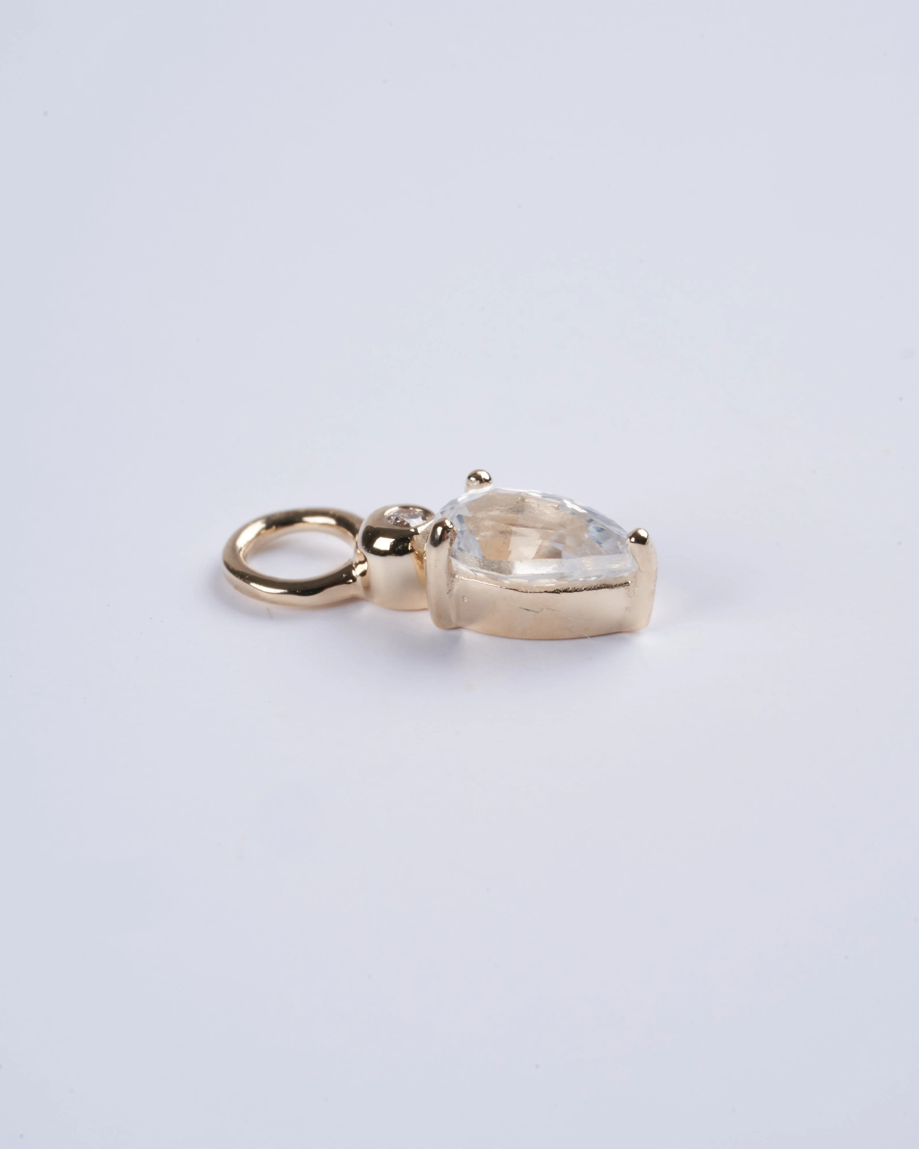 droplet charm with white sapphire and diamond - gold - Image 3