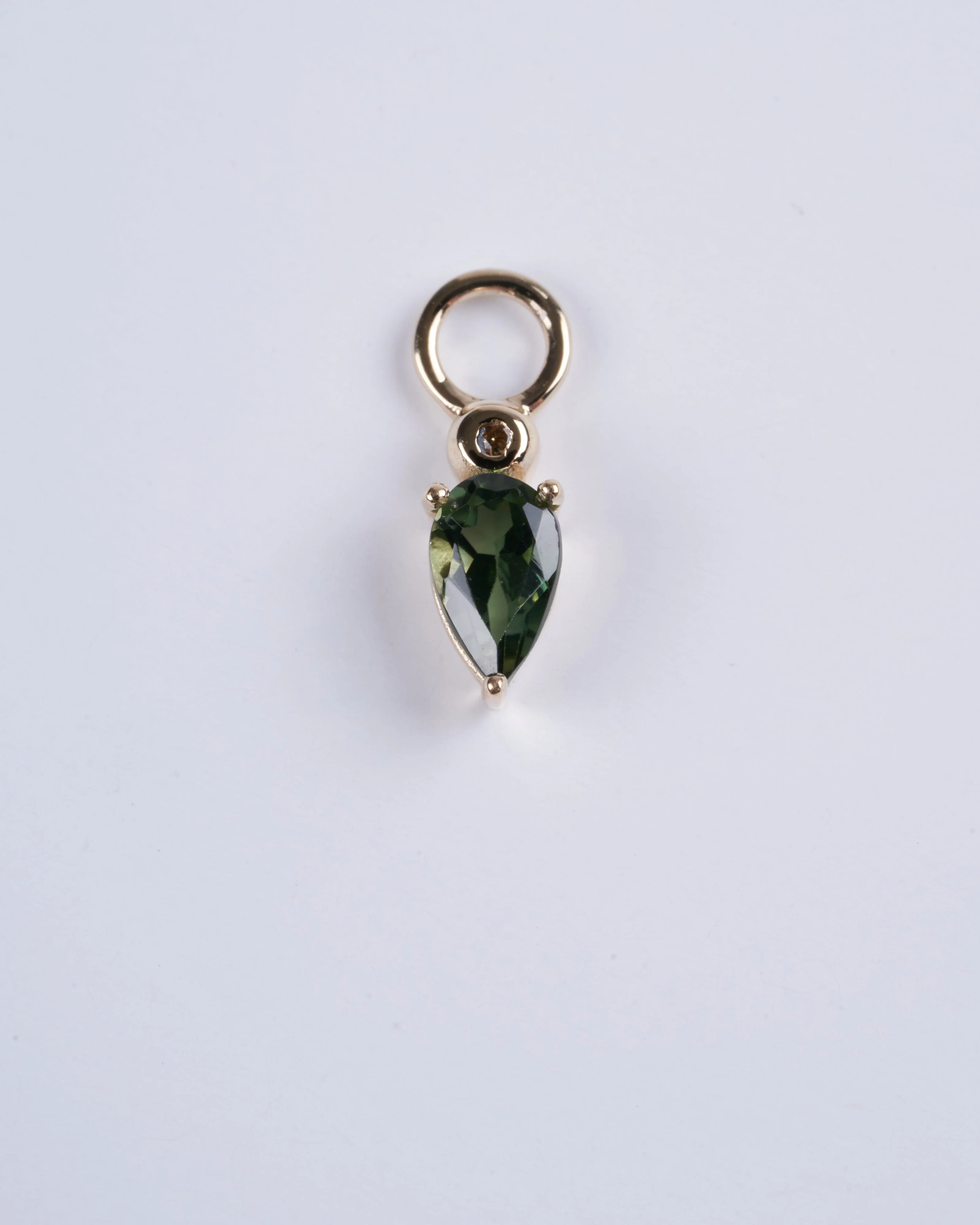 droplet ear charm single green tourmaline/peach sapphire - gold - Image 4