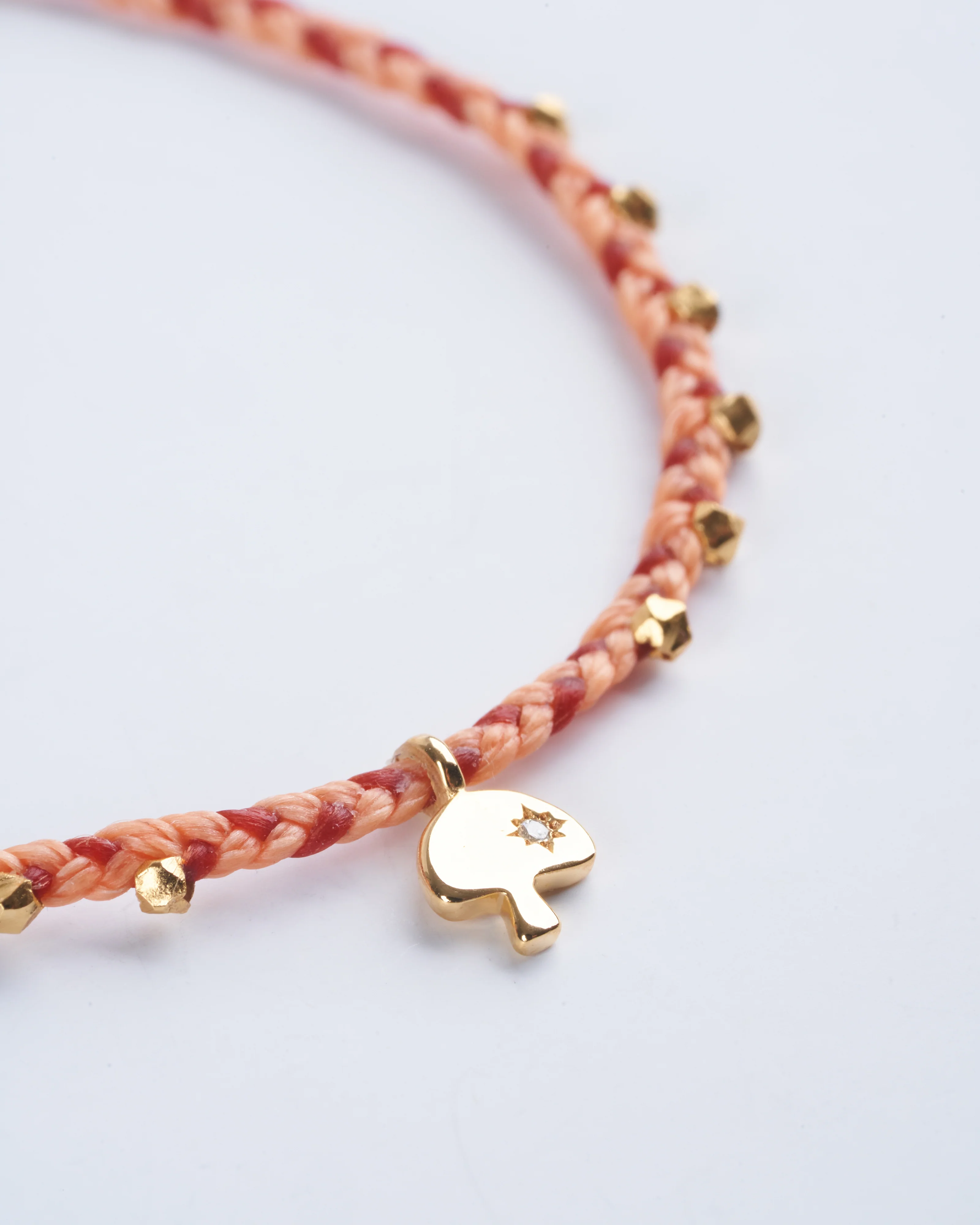 easygoing diamond shroom charm bracelet -peach/ rust - Image 3