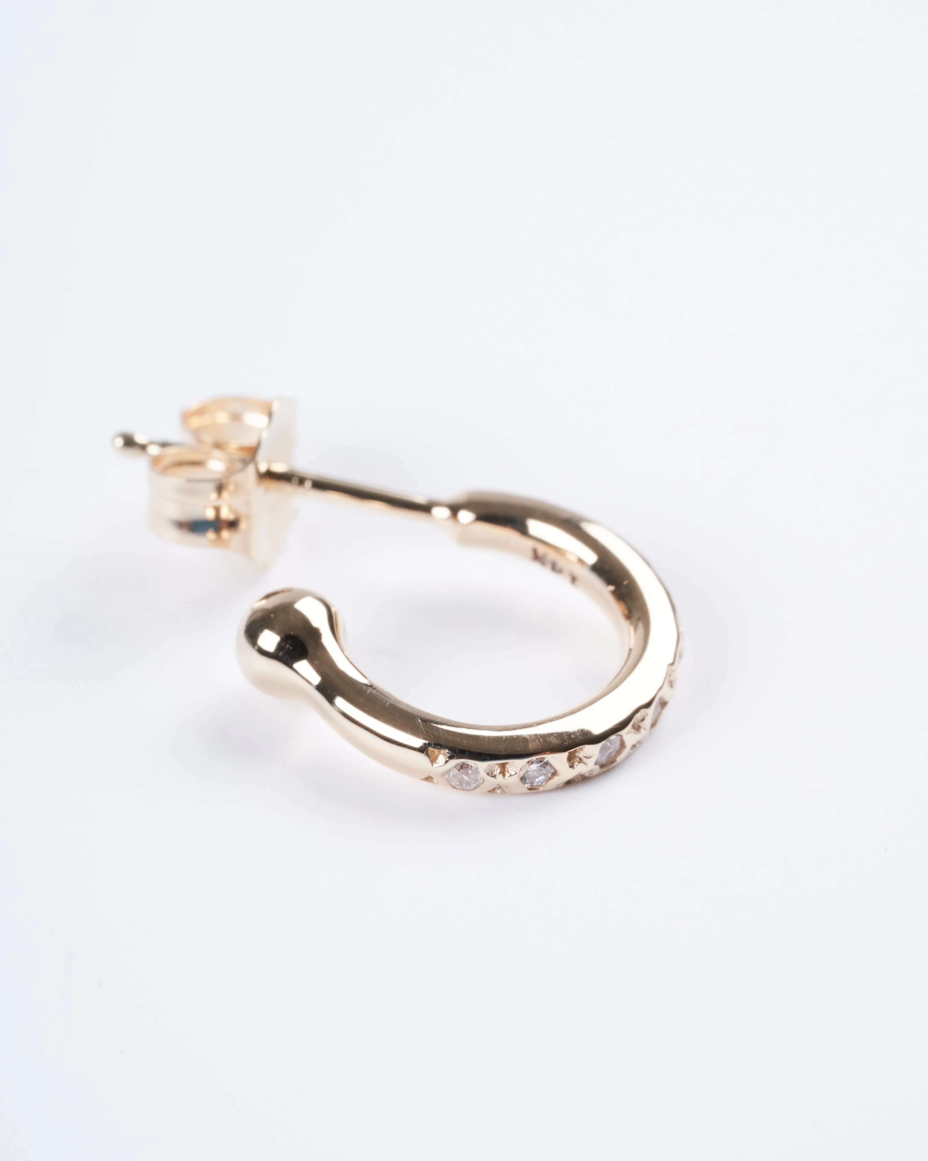 mini hoop with pave stones (single) - gold - Image 2