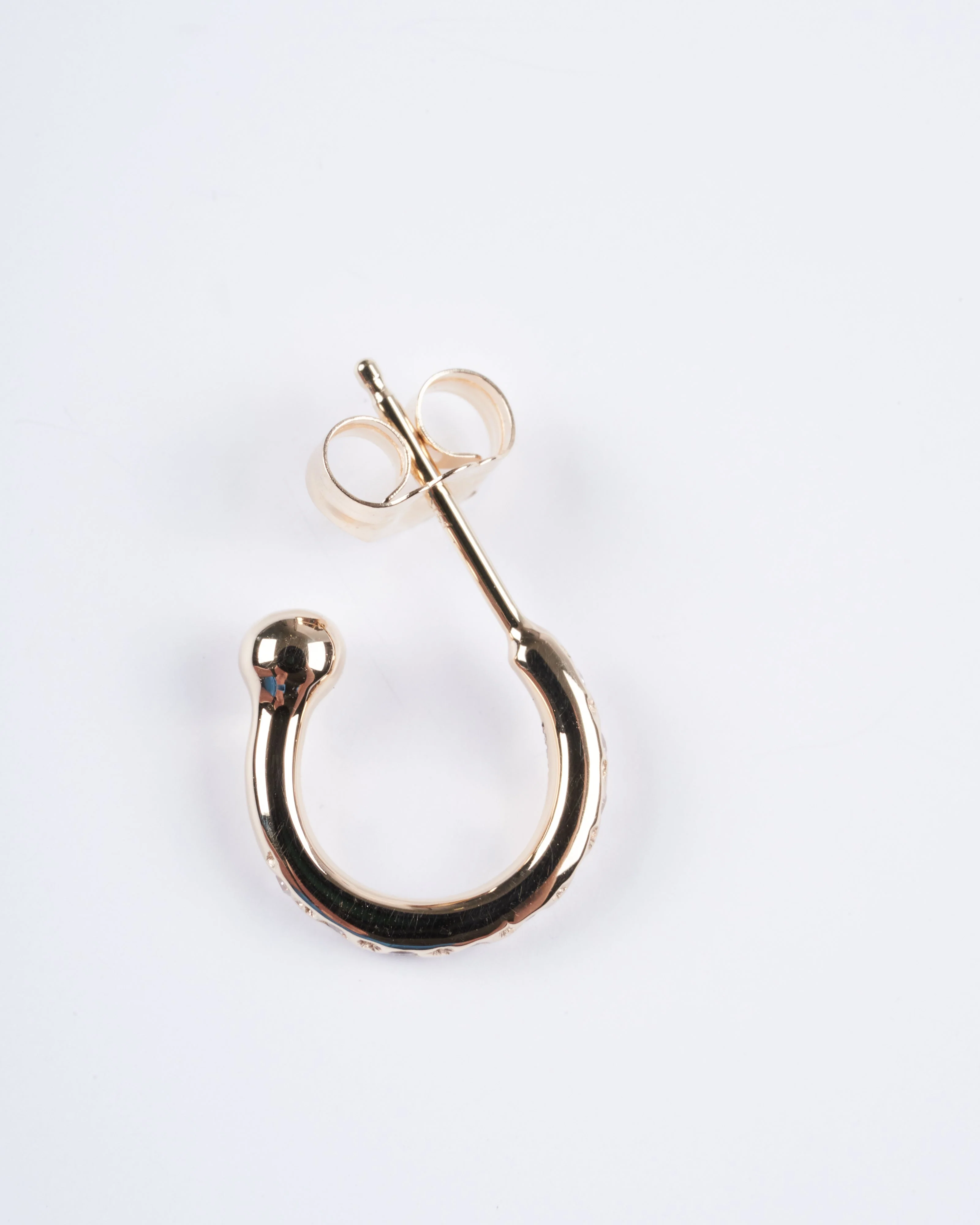 mini hoop with pave stones (single) - gold - Image 3