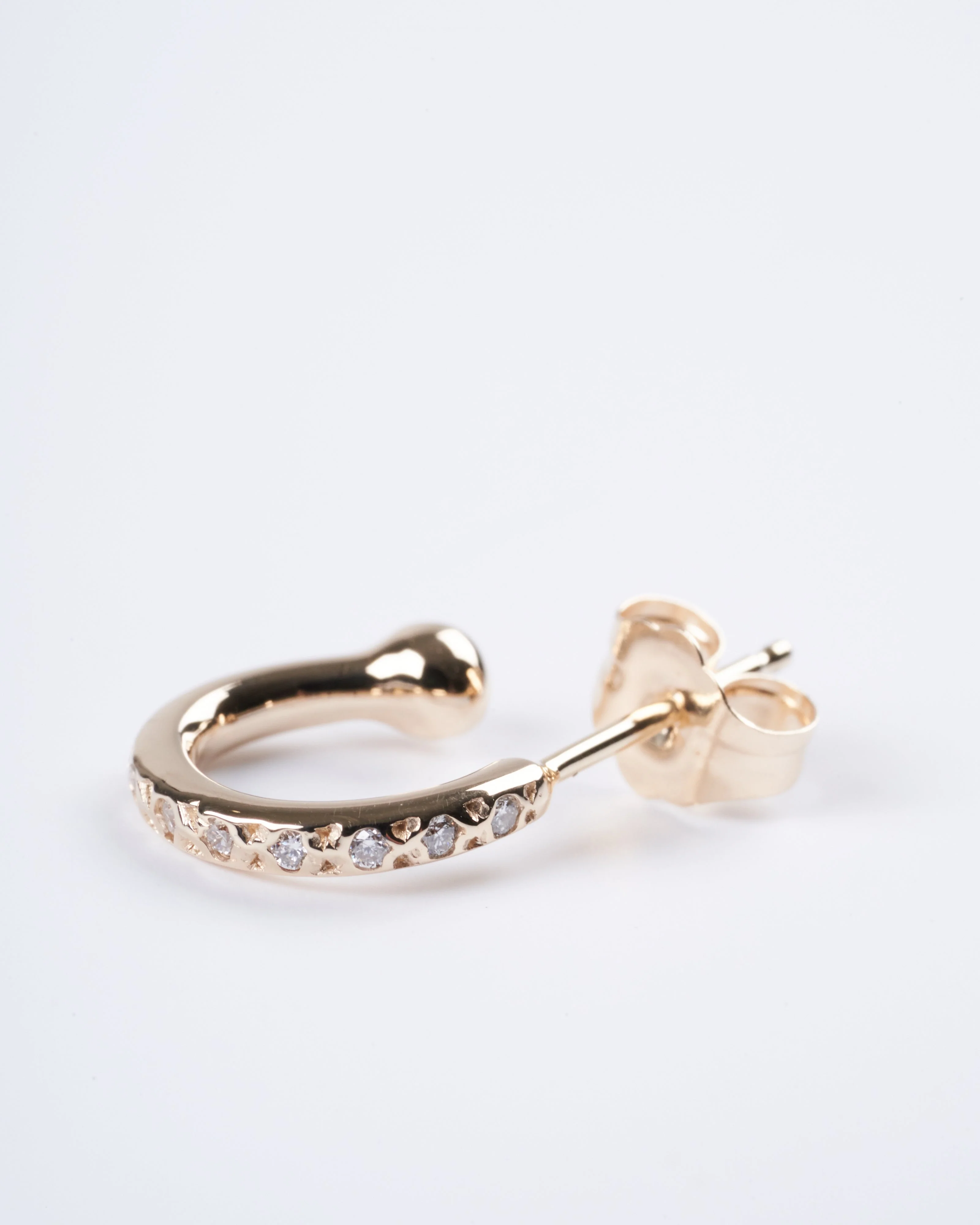 mini hoop with pave stones (single) - gold - Image 4