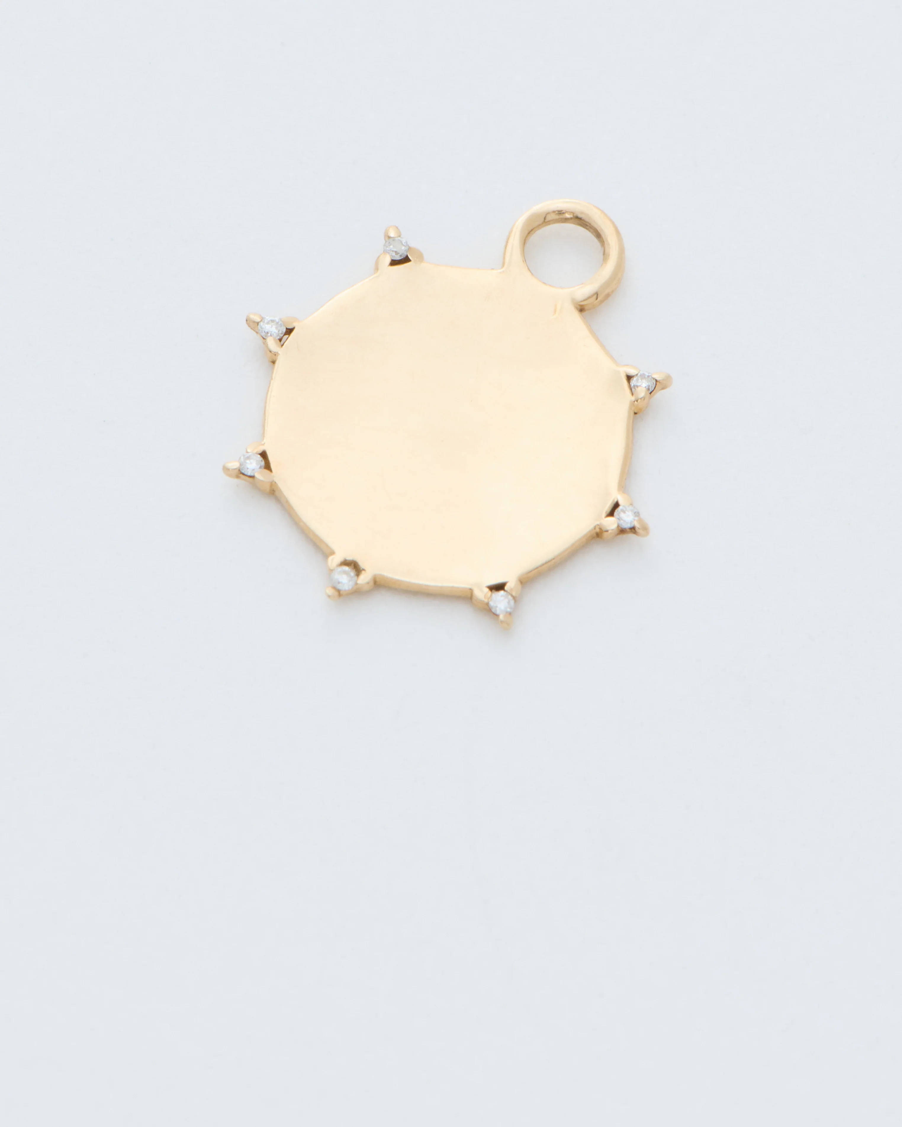 mini soleil medallion charm with diamonds in 10ky single - Image 3