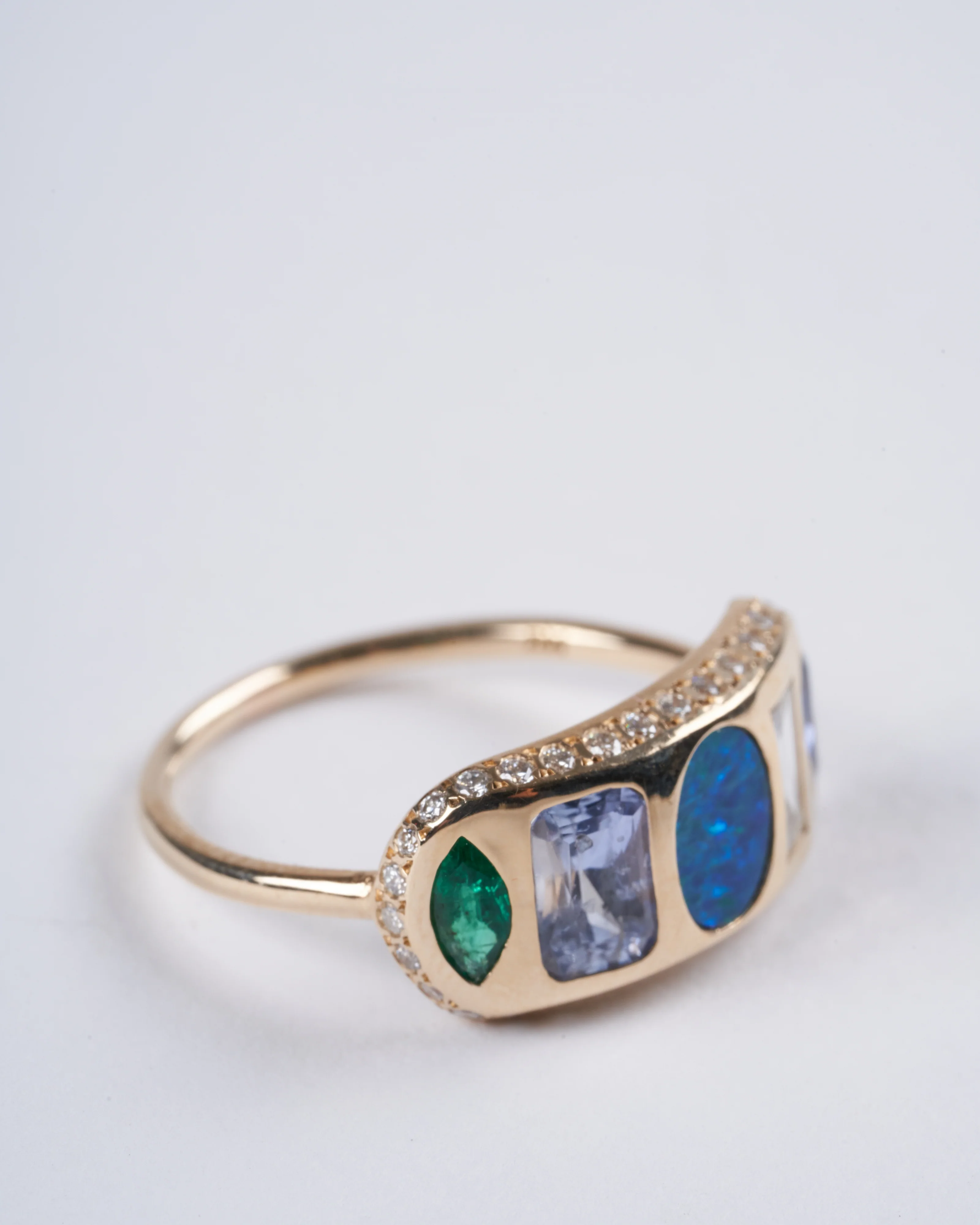 rokia ring 14k with opal, blue sapphire and emerald marquise - gold and stone - Image 2