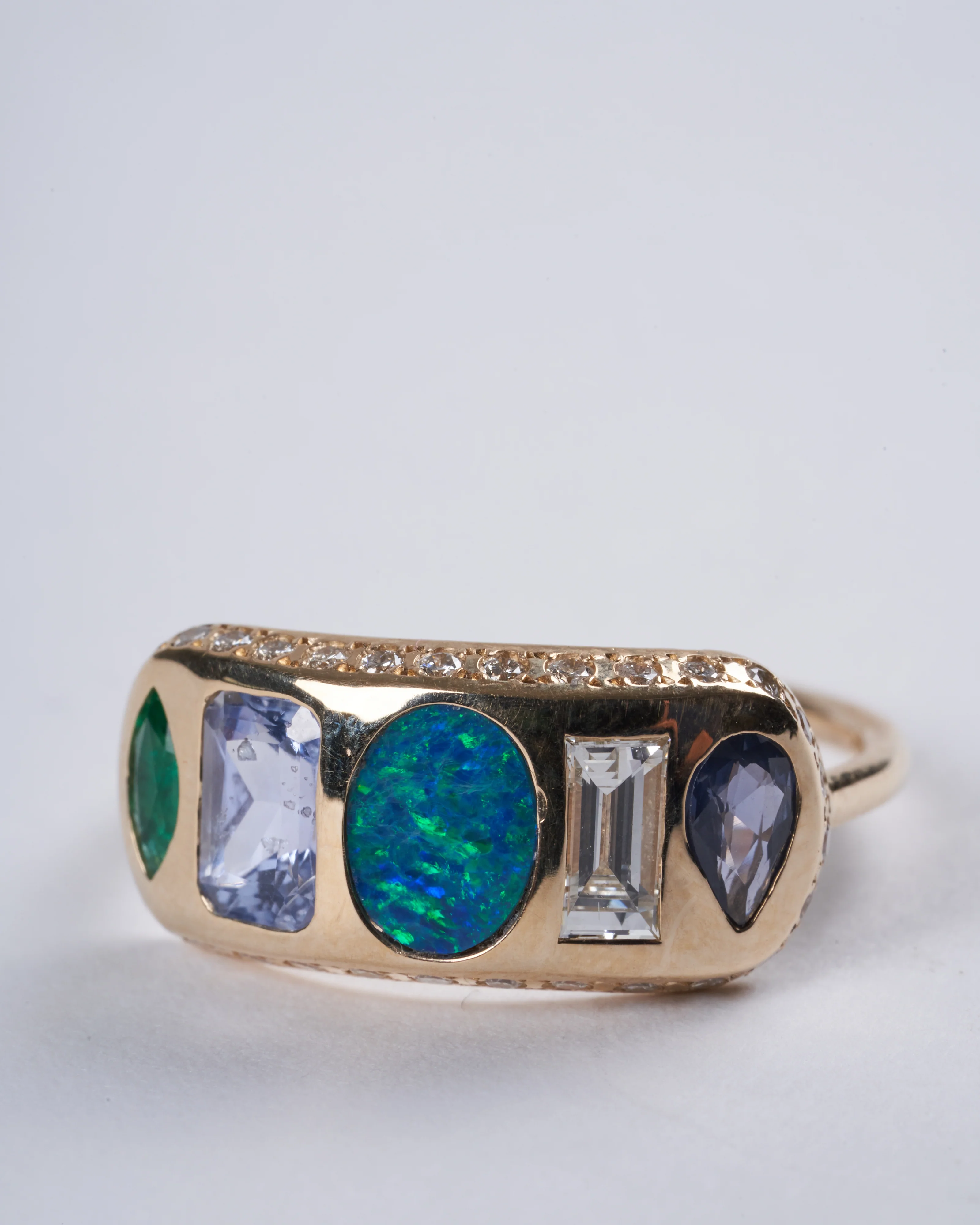 rokia ring 14k with opal, blue sapphire and emerald marquise - gold and stone - Image 4