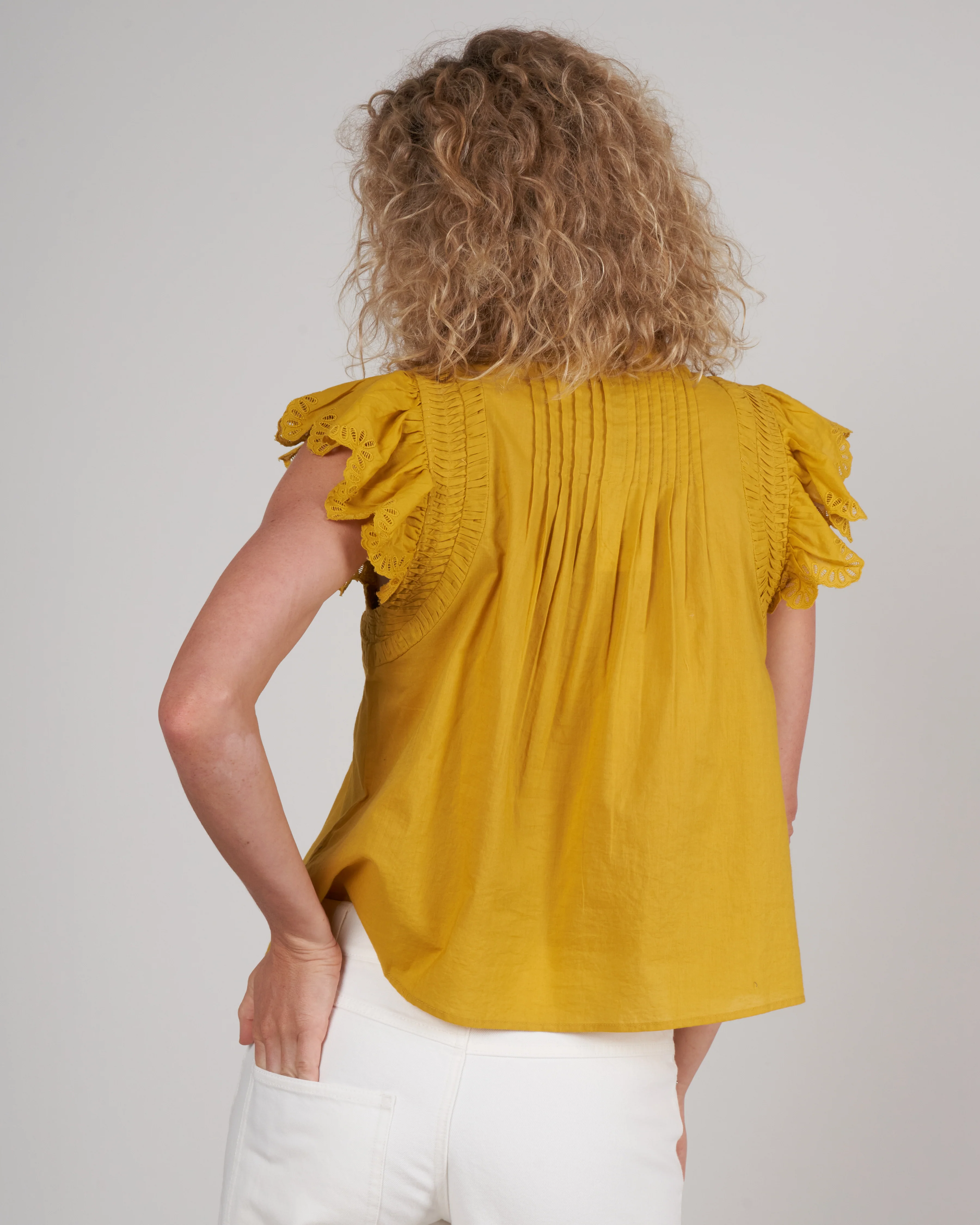adrienne cotton flutter slv top- citron citron - Image 5