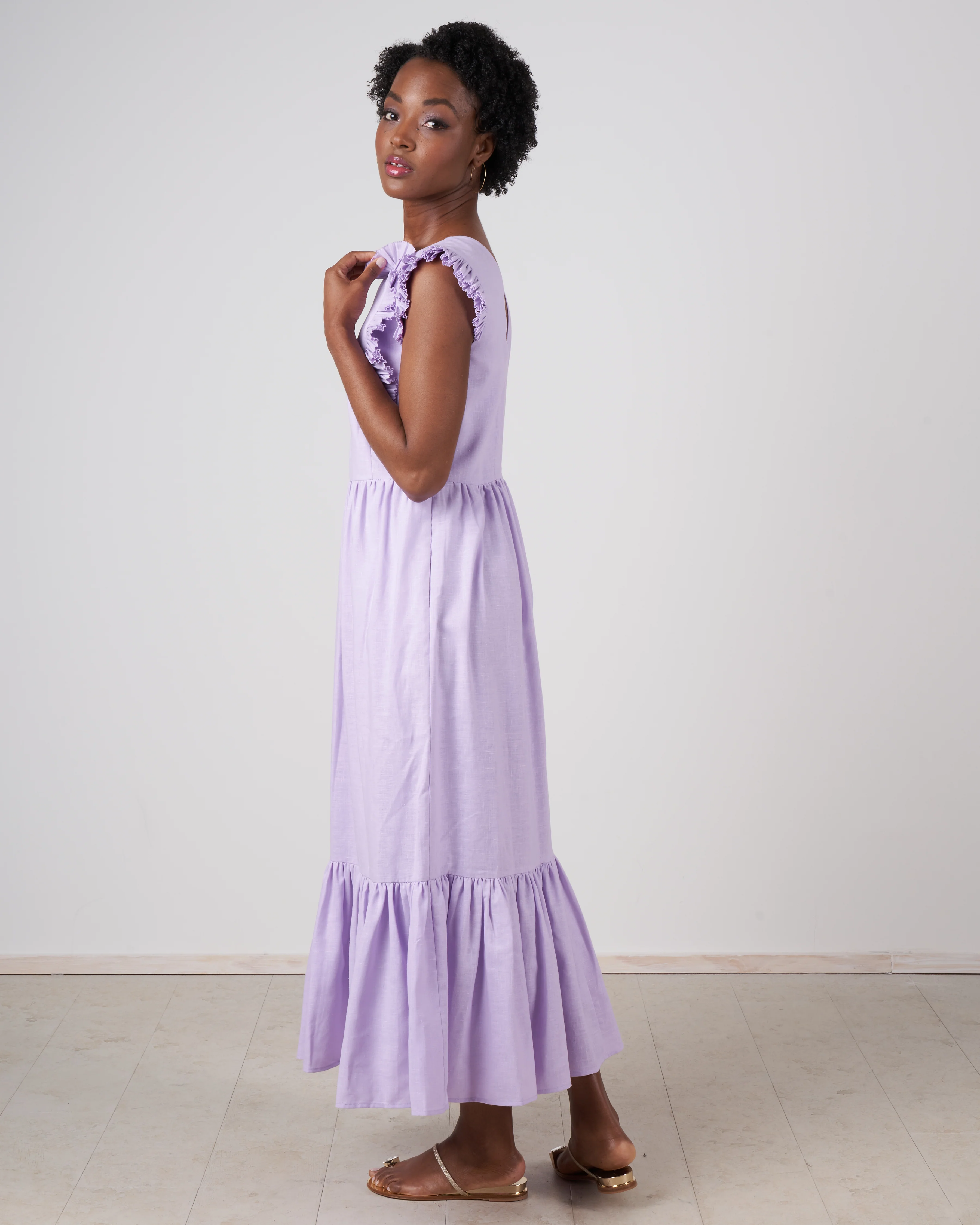 bailey broomstick pleated maxi dress - lilac - Image 3