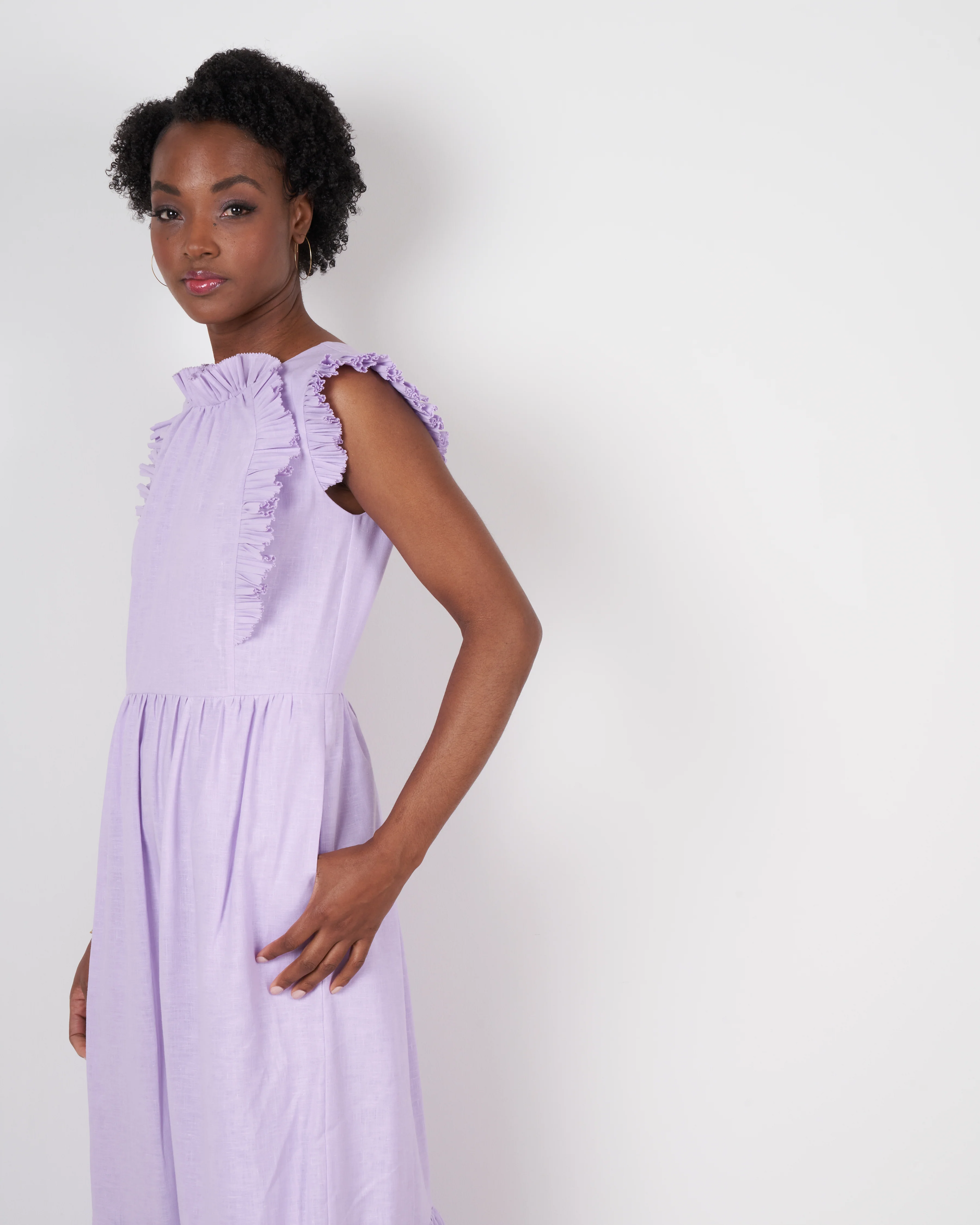 bailey broomstick pleated maxi dress - lilac - Image 4