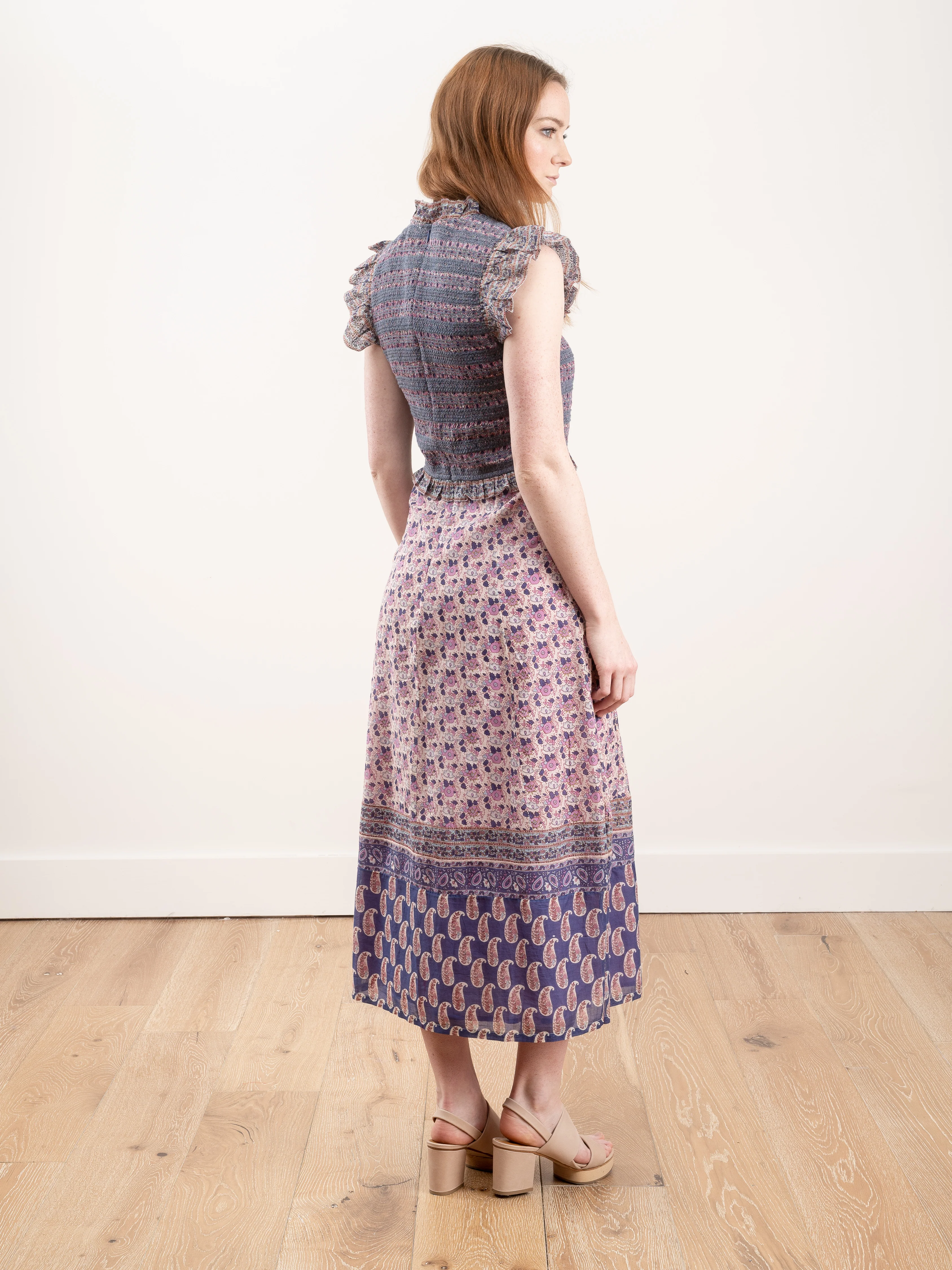 bianca smocked midi dress - violet - Image 4