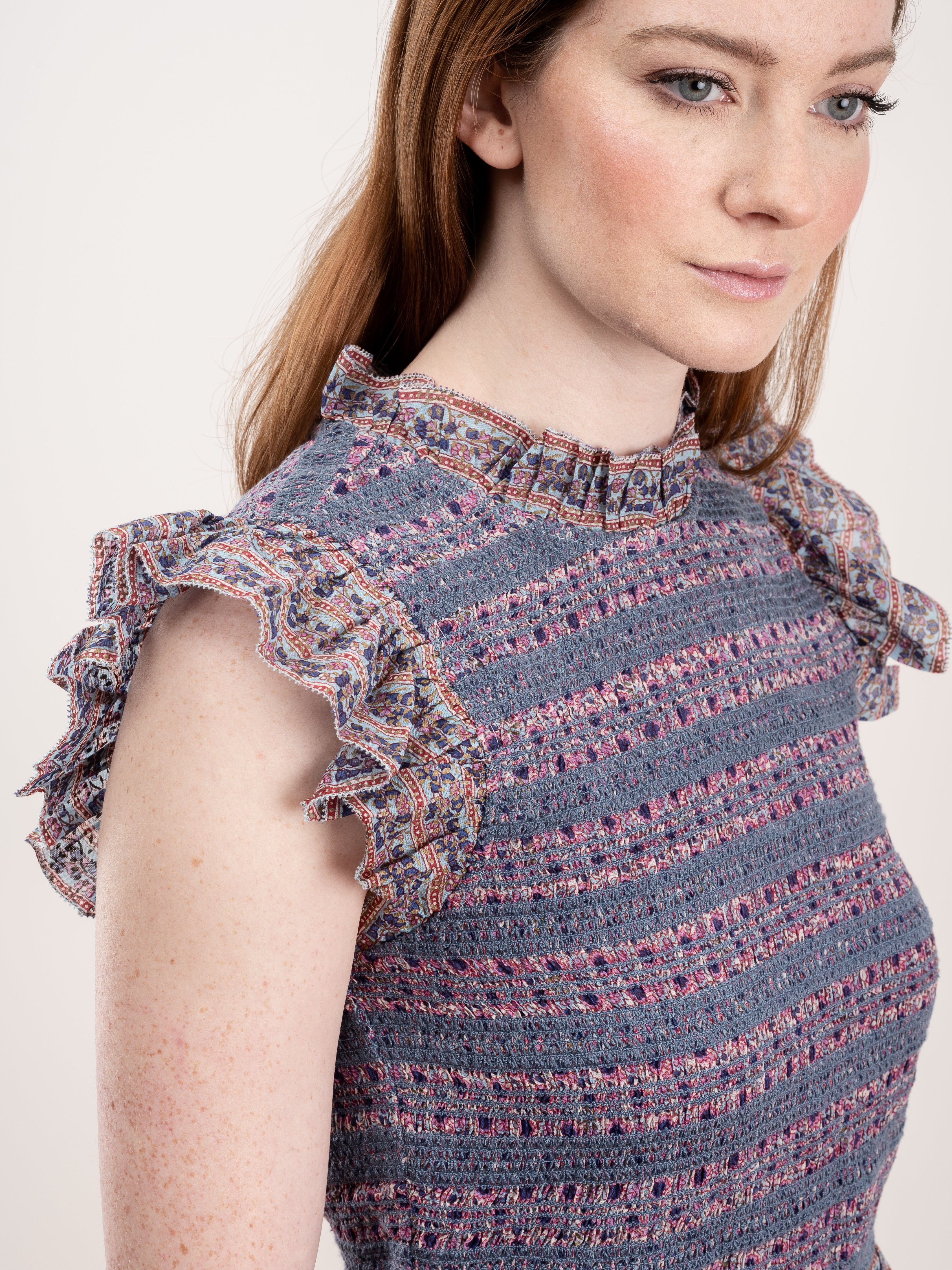 bianca smocked midi dress - violet - Image 5