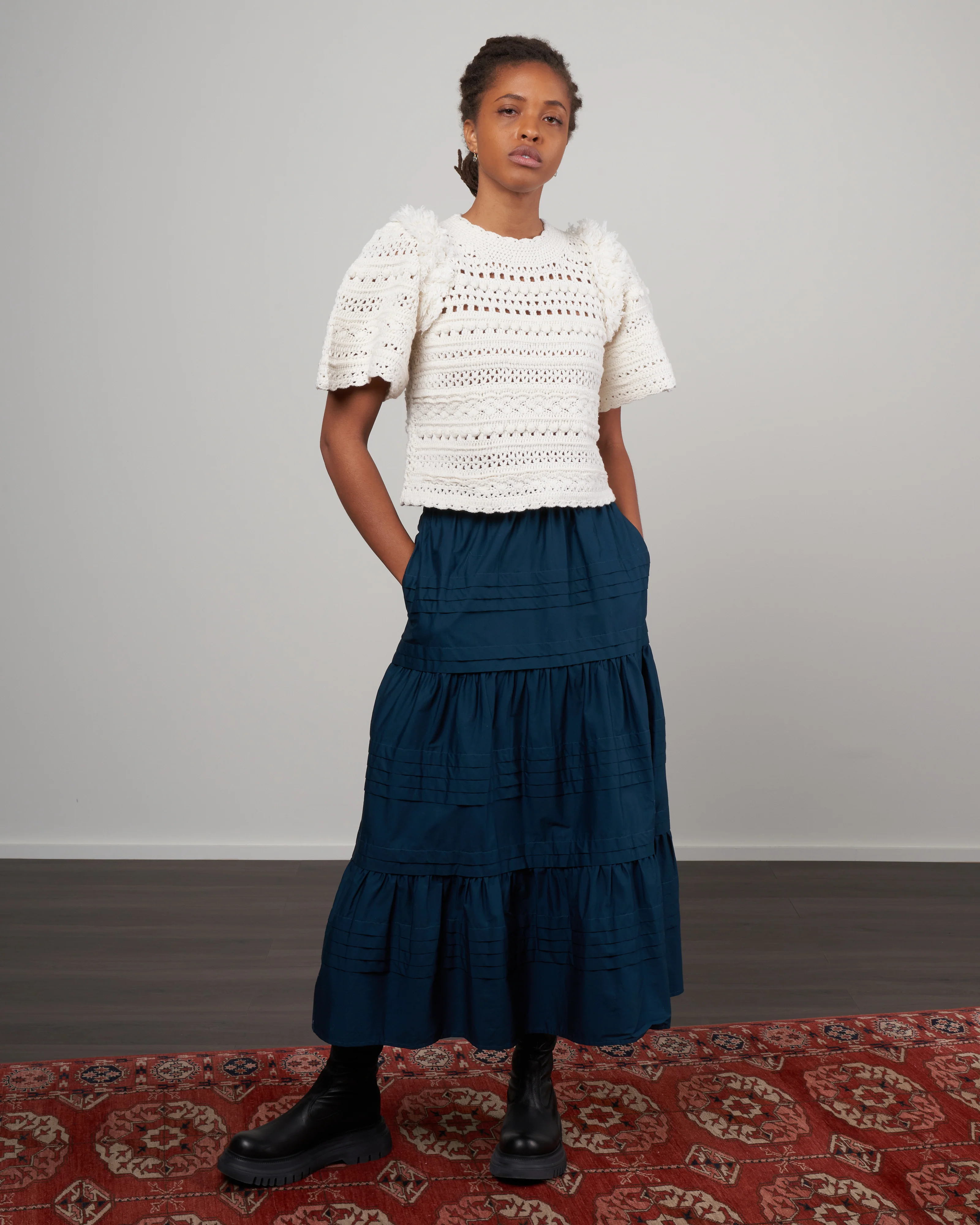 darcy fringe s/slv fringed sweater - cream - Image 2