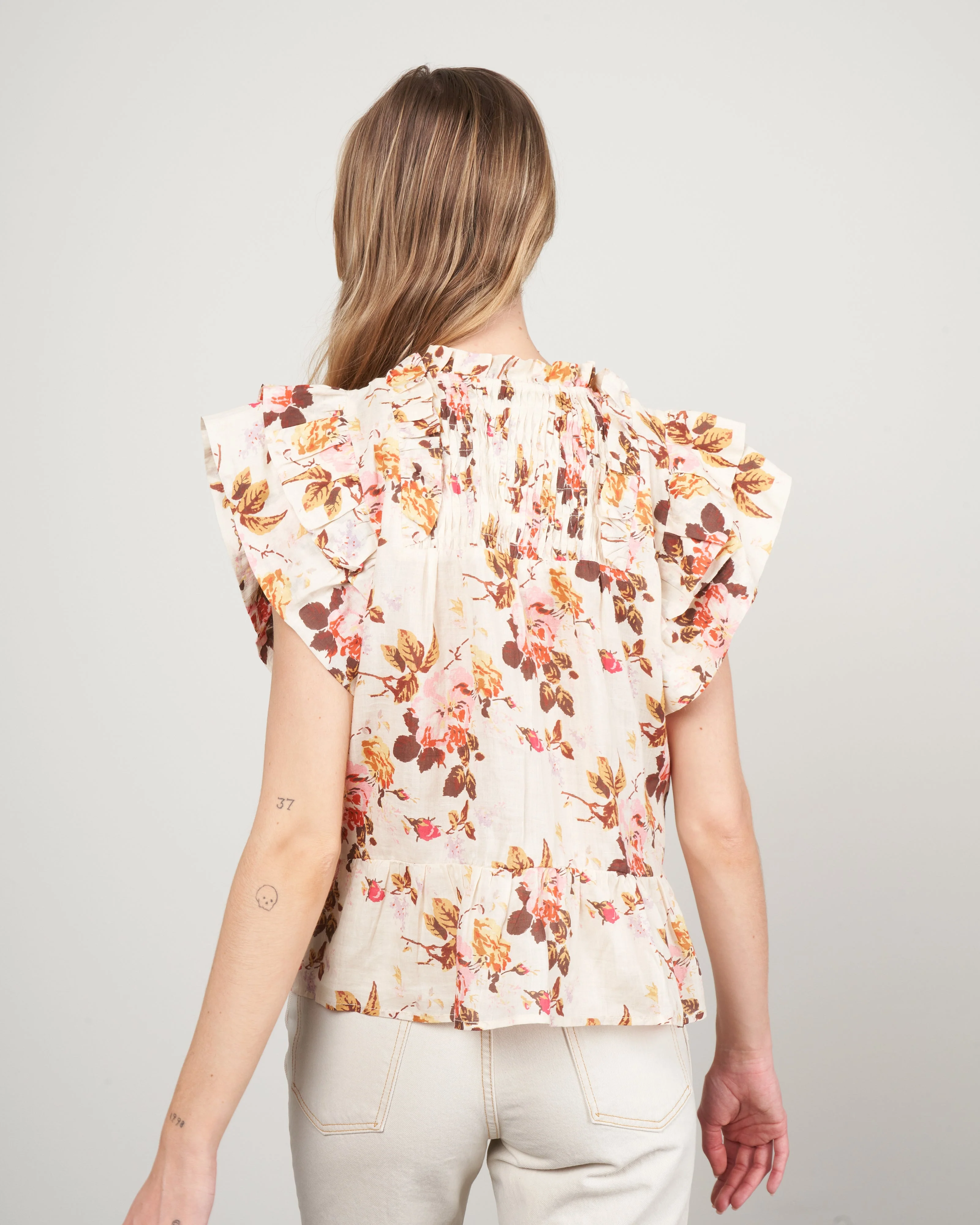 esme flutter sleeve top - cream - Image 4
