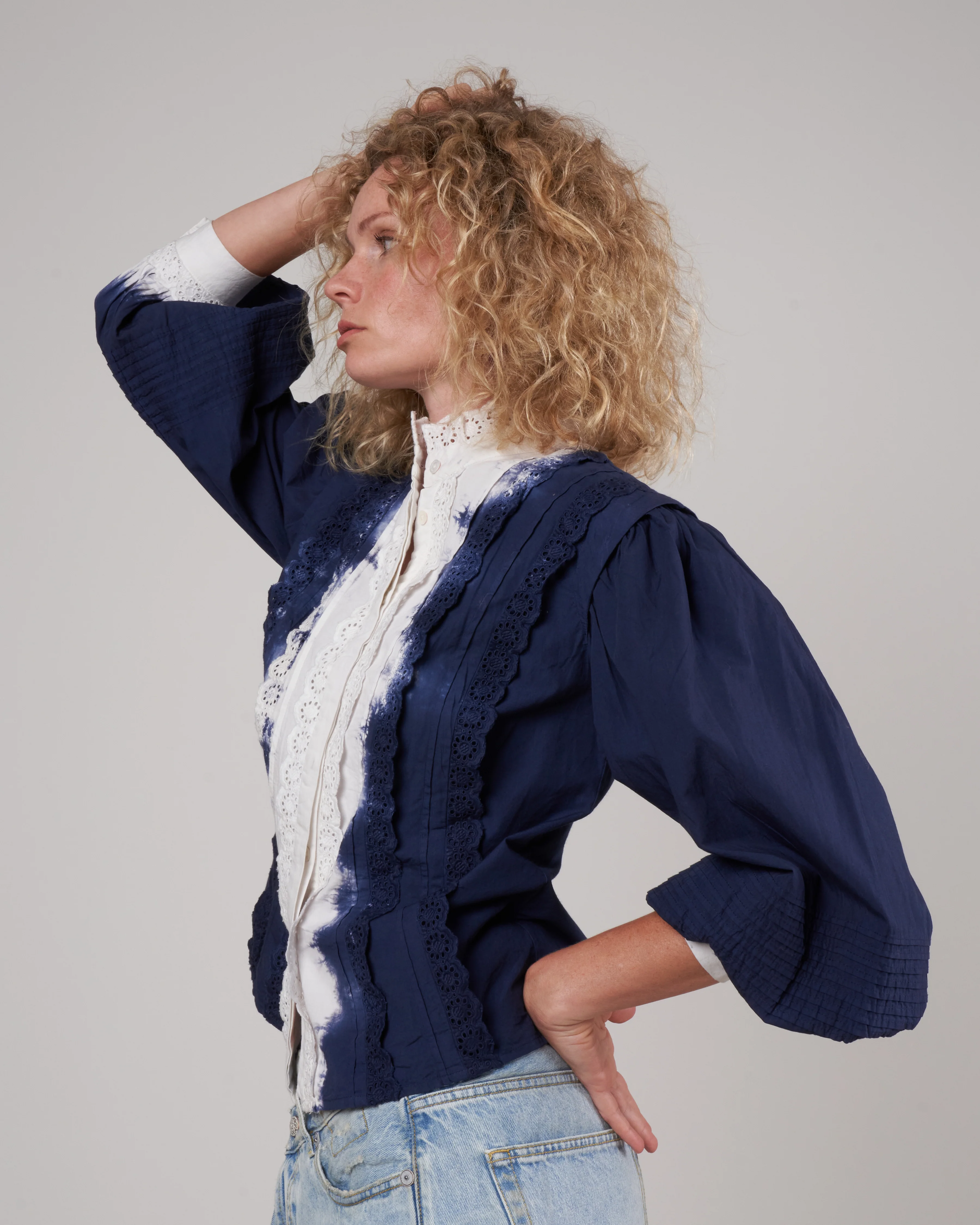 everlyn l/slv blouse  - indigo indigo - Image 4