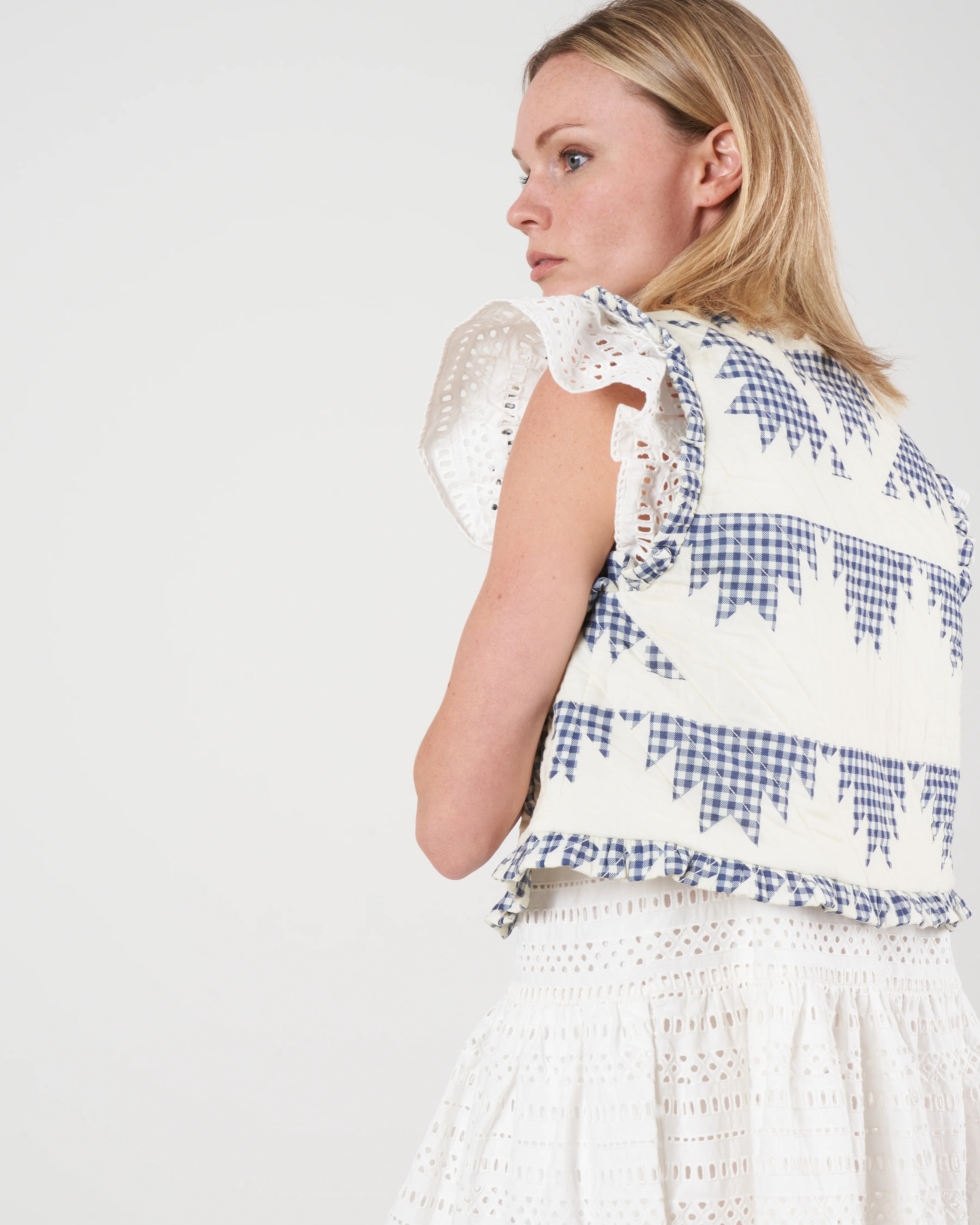 gloucester gingham quilted vest - multi - Image 3