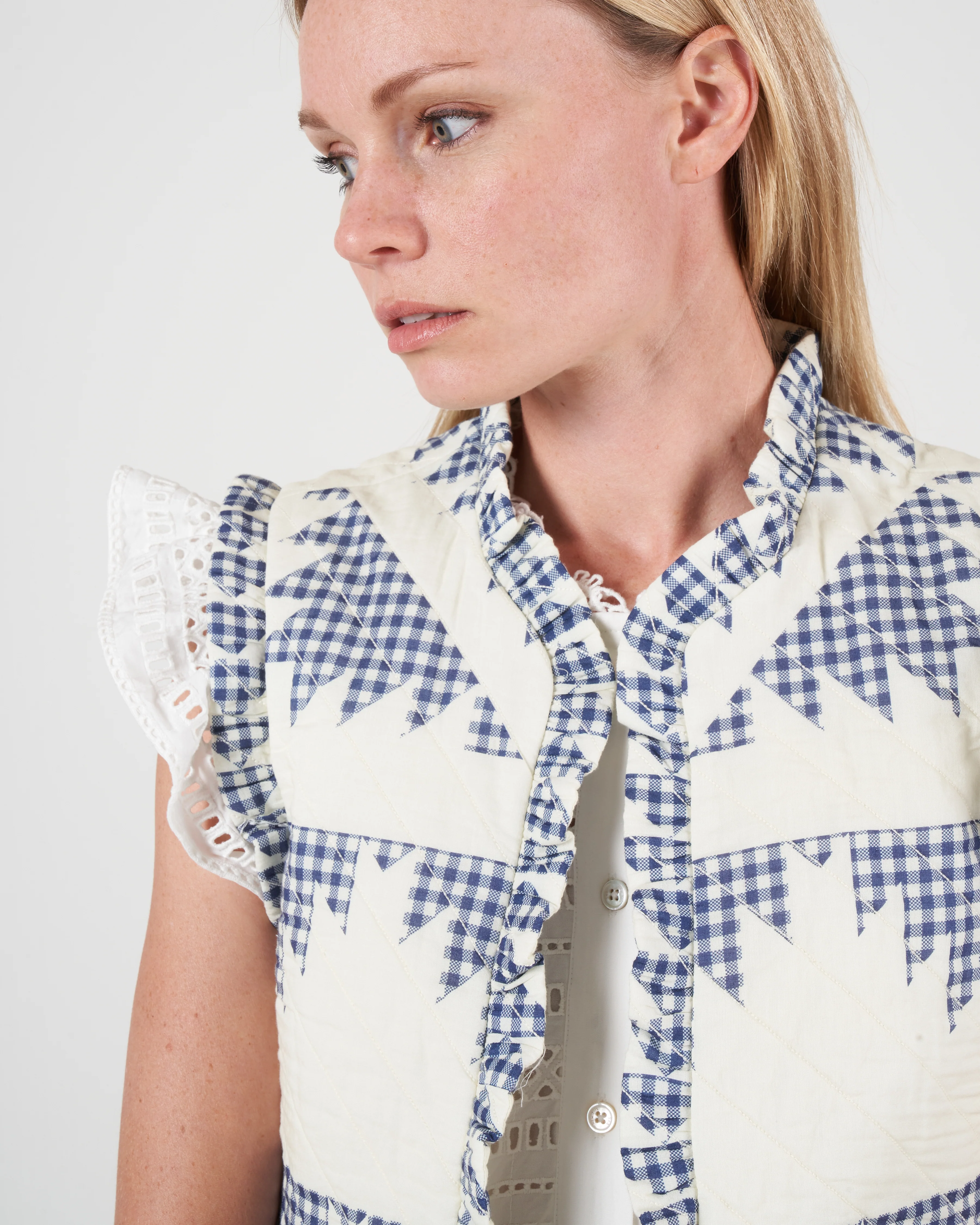 gloucester gingham quilted vest - multi - Image 5