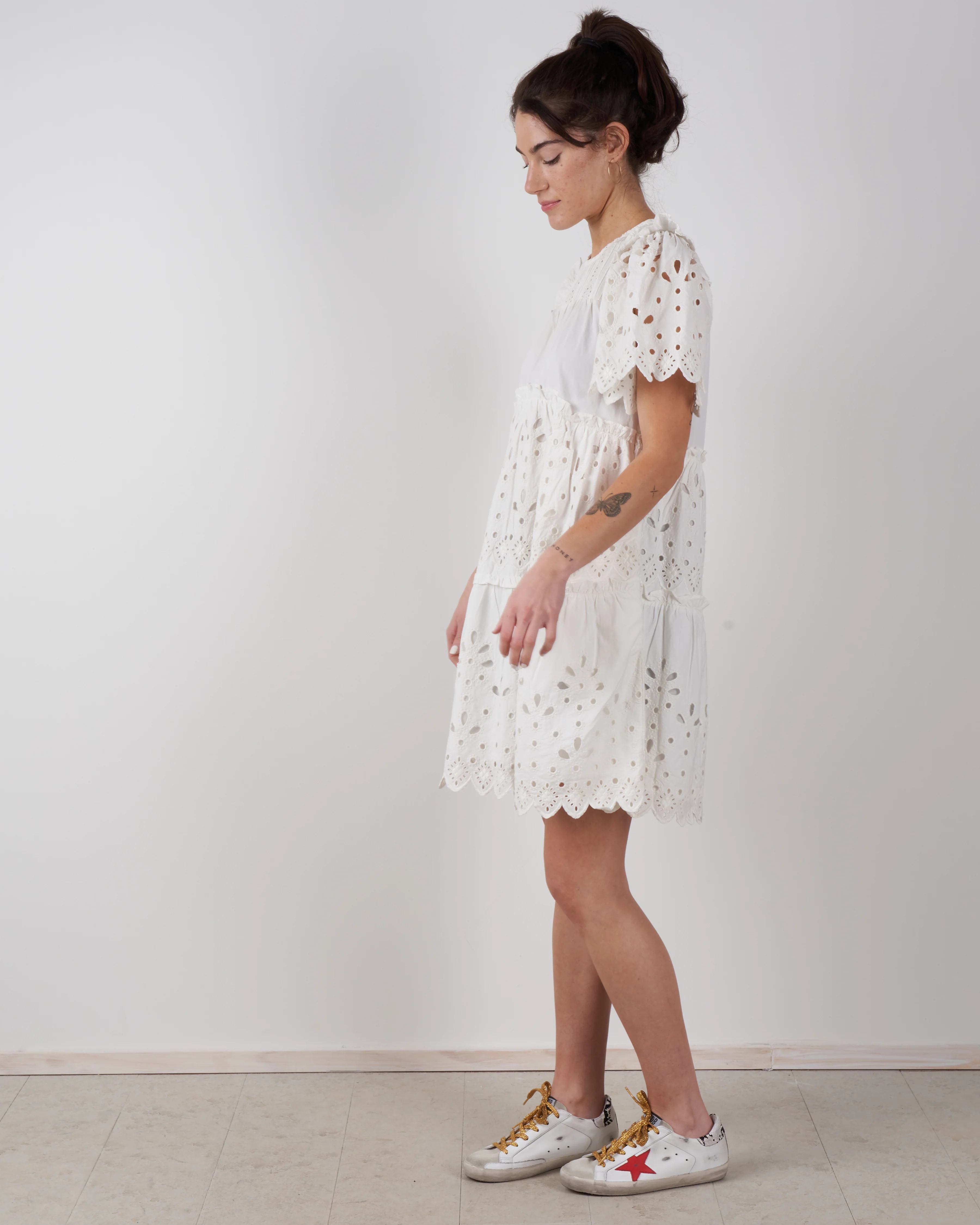 hazel eyelet tiered dress - white white - Image 2