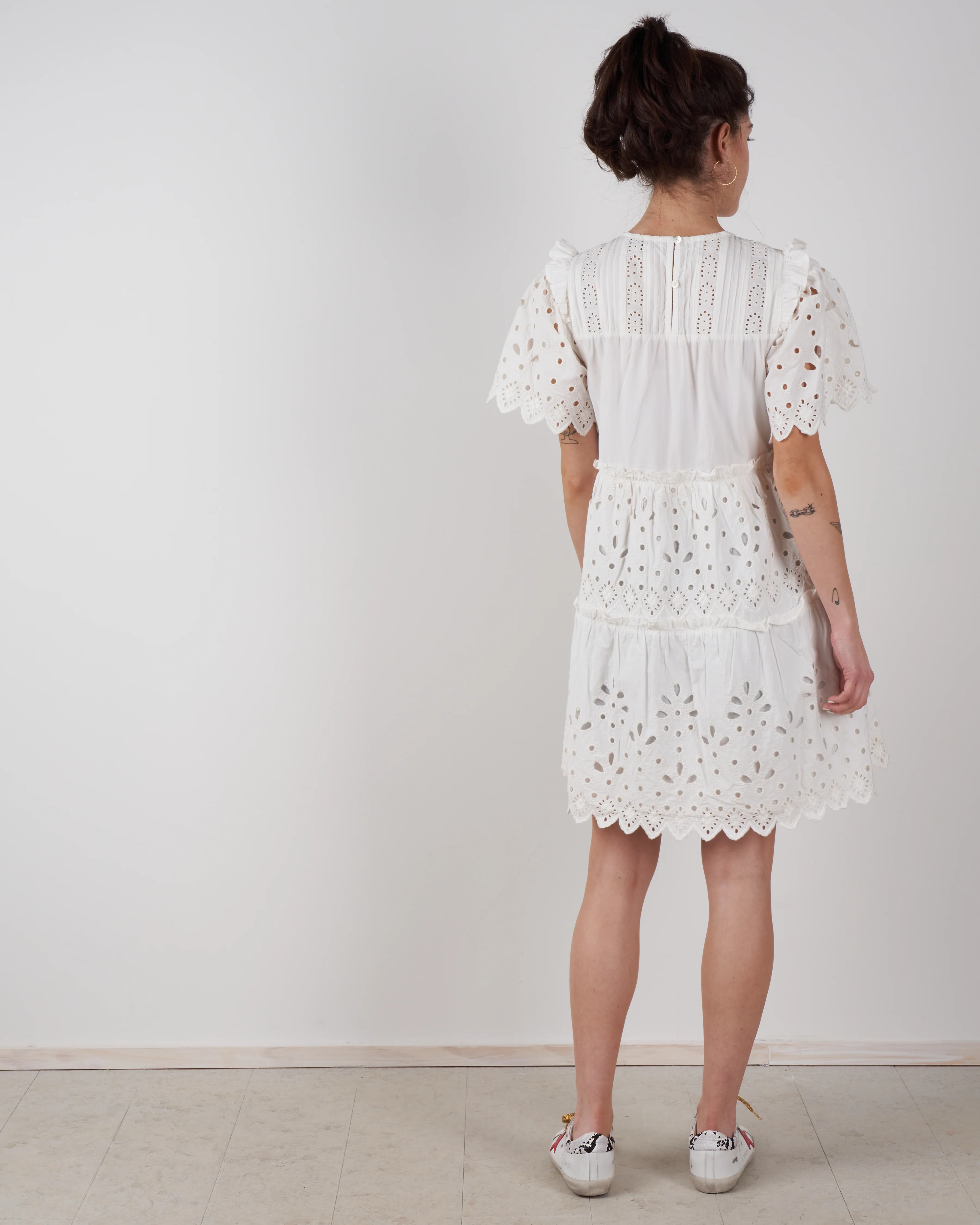 hazel eyelet tiered dress - white white - Image 3