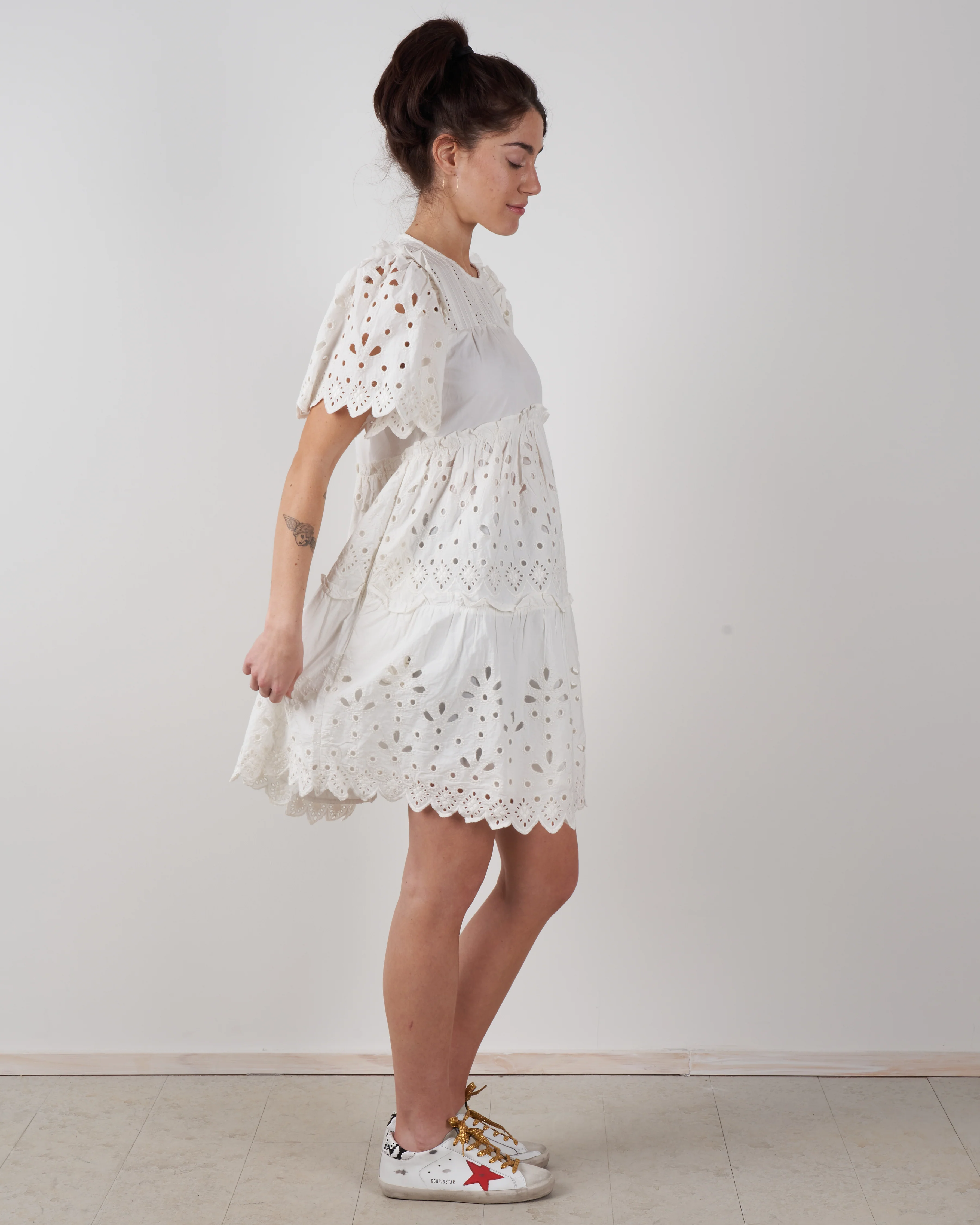 hazel eyelet tiered dress - white white - Image 4