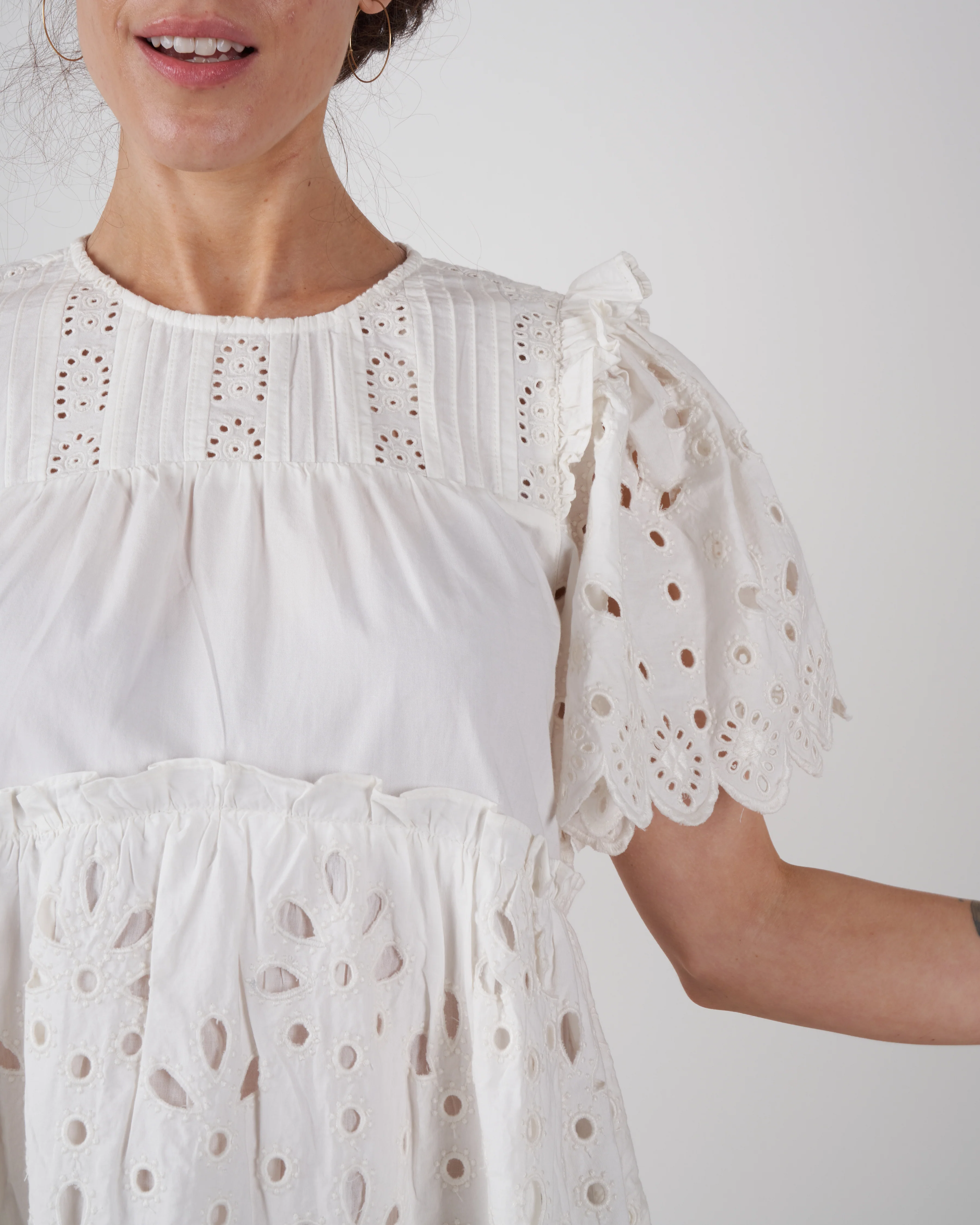 hazel eyelet tiered dress - white white - Image 5