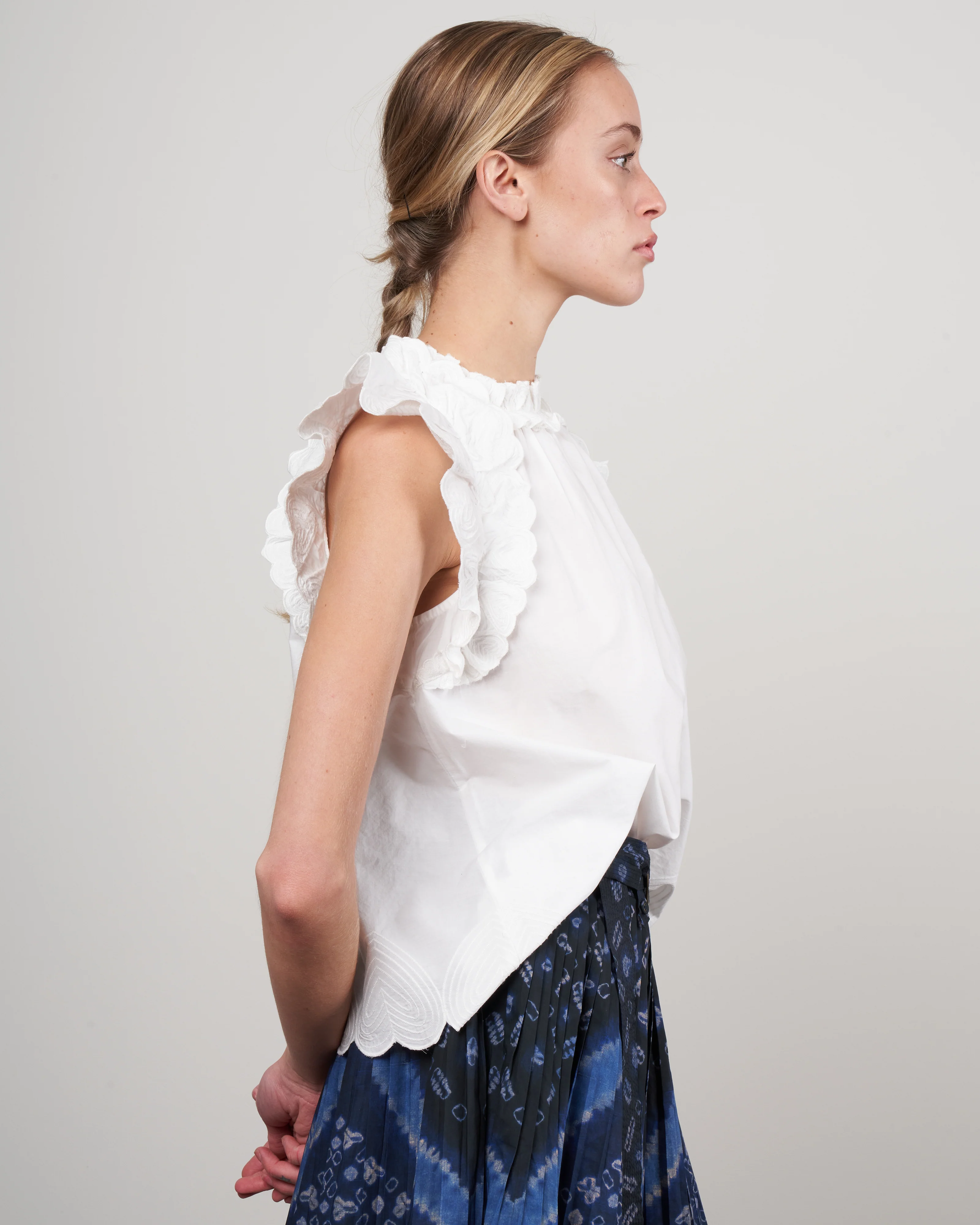 heidi heart quilt flutter sleeve tank top - white - Image 3