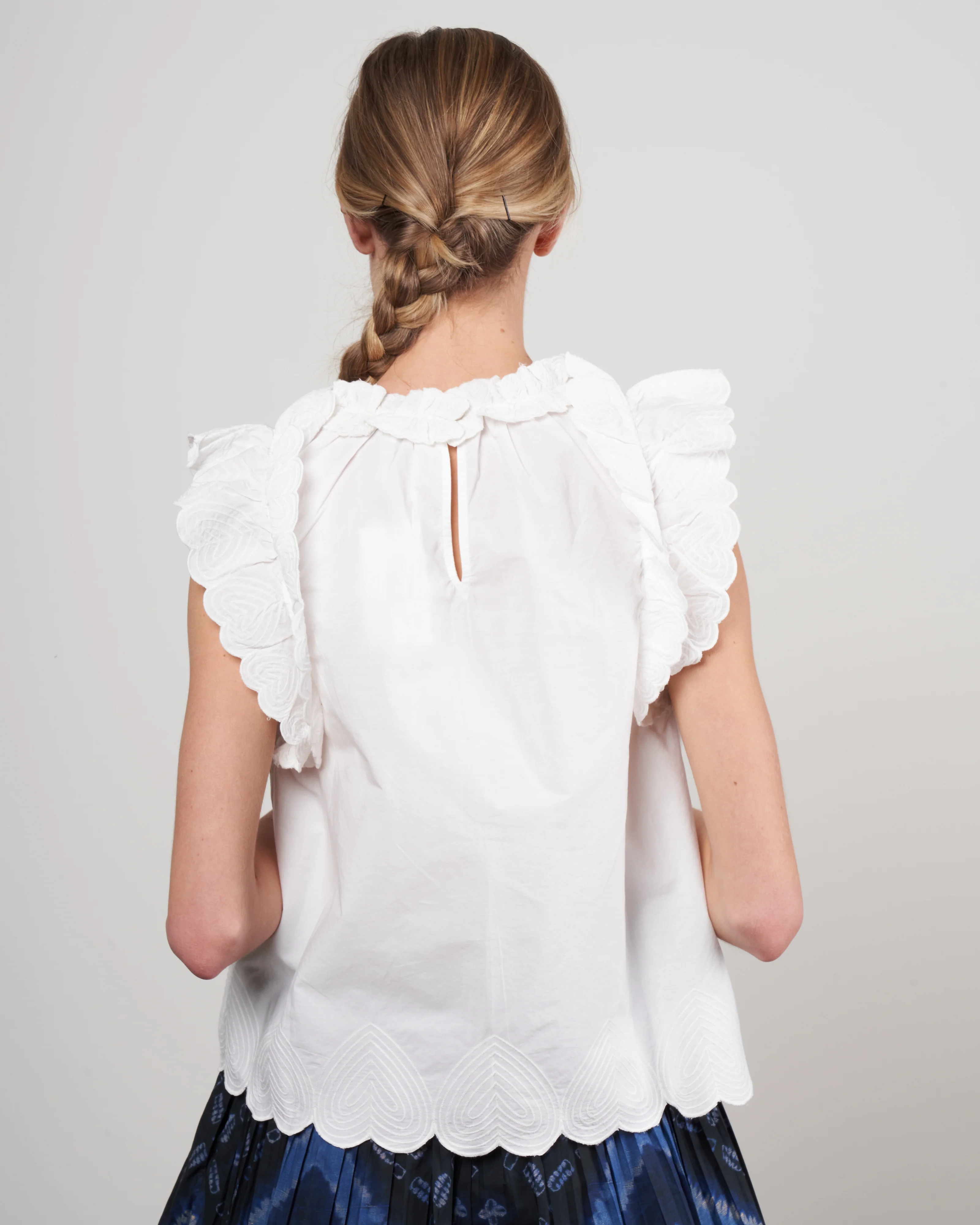 heidi heart quilt flutter sleeve tank top - white - Image 4