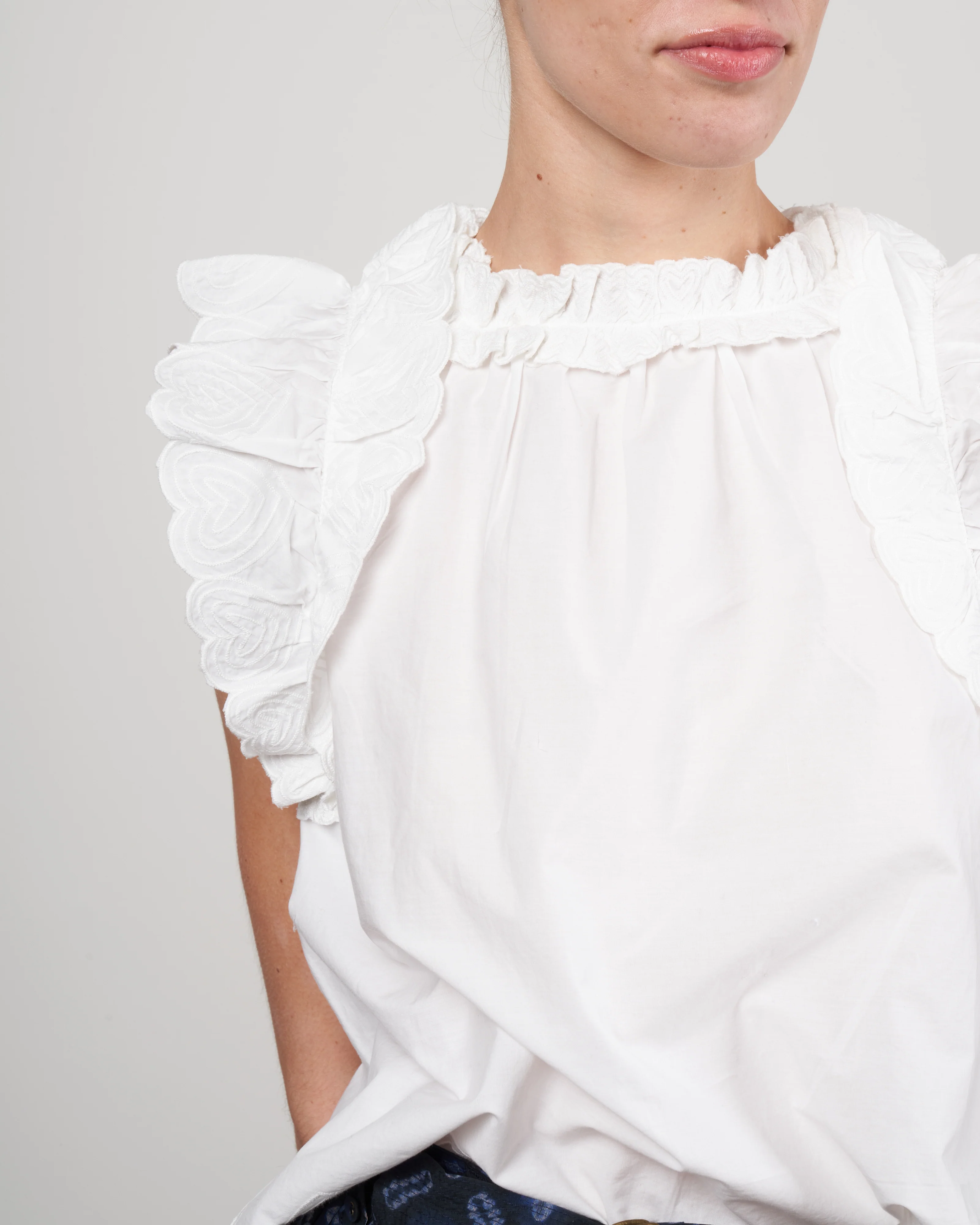 heidi heart quilt flutter sleeve tank top - white - Image 5