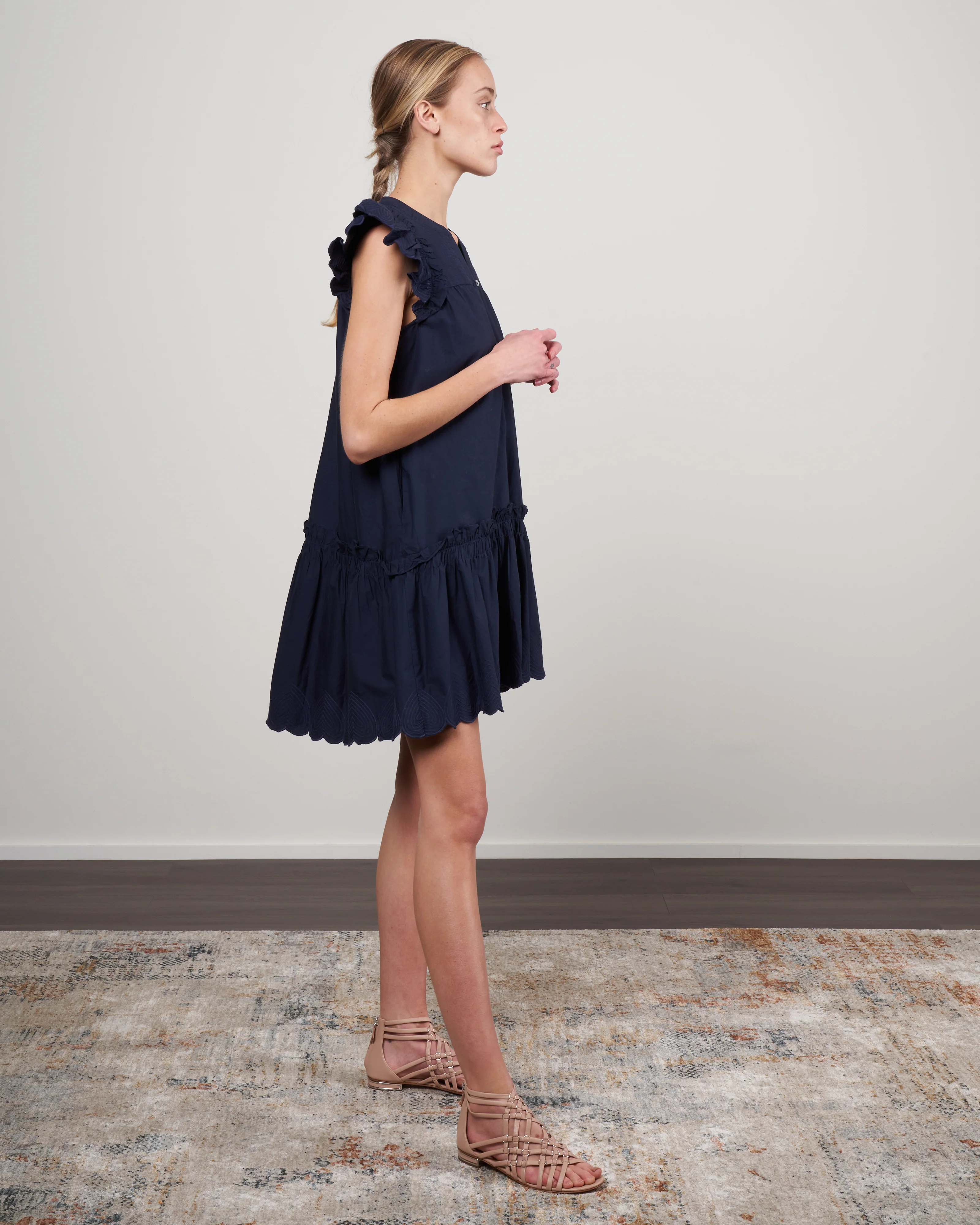 heidi heart quilt petal sleeve tiered tunic - navy - Image 2