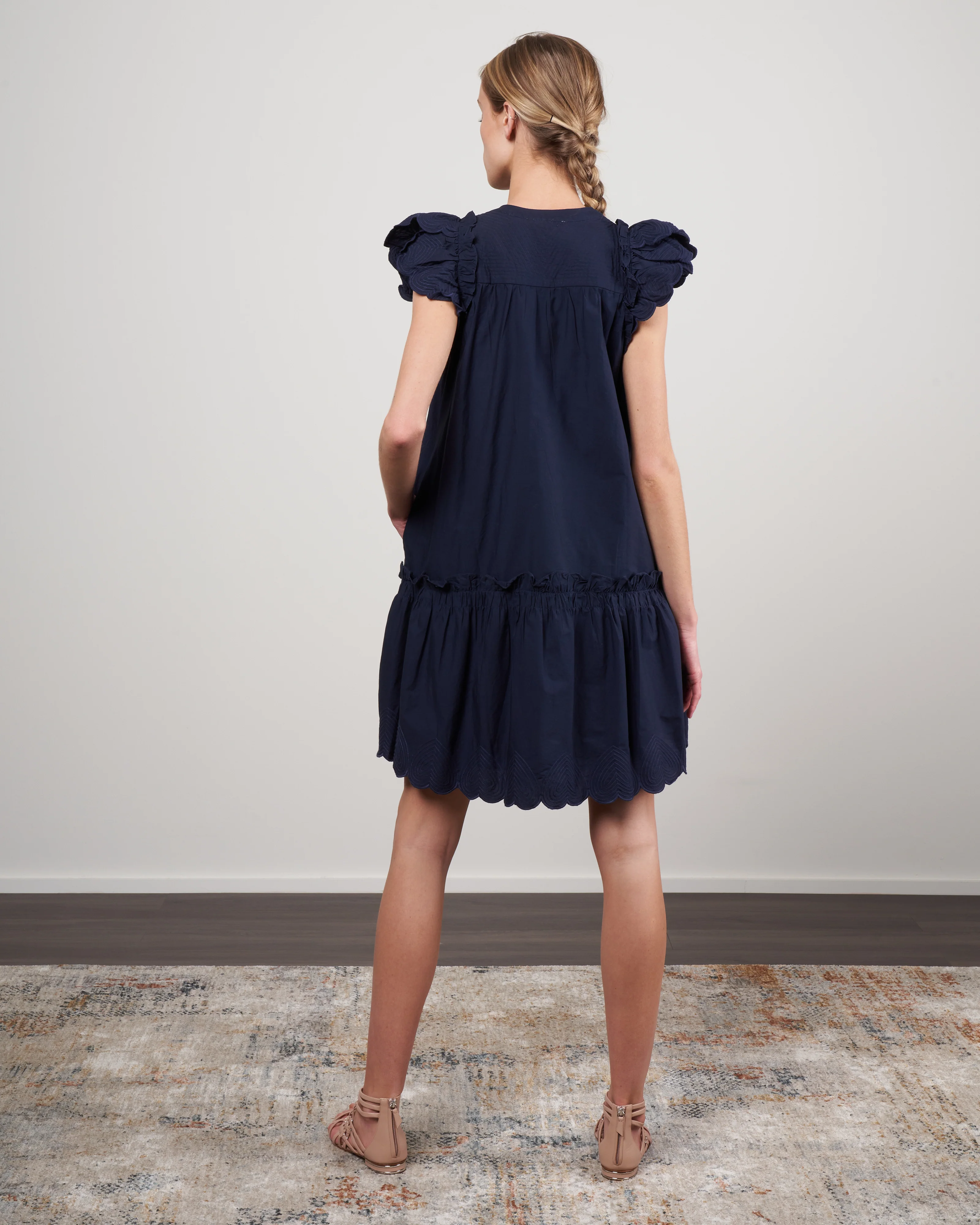 heidi heart quilt petal sleeve tiered tunic - navy - Image 3