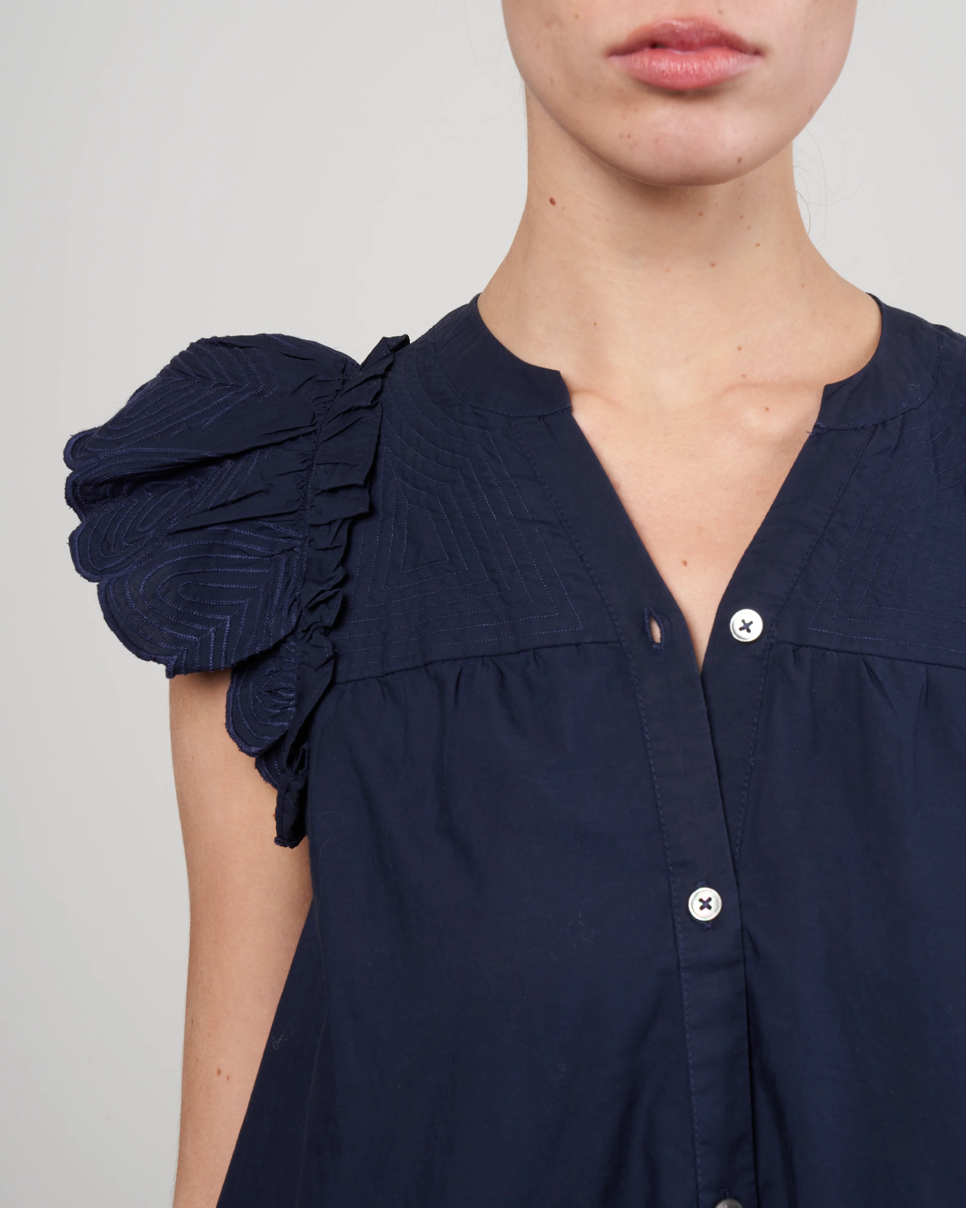 heidi heart quilt petal sleeve tiered tunic - navy - Image 4