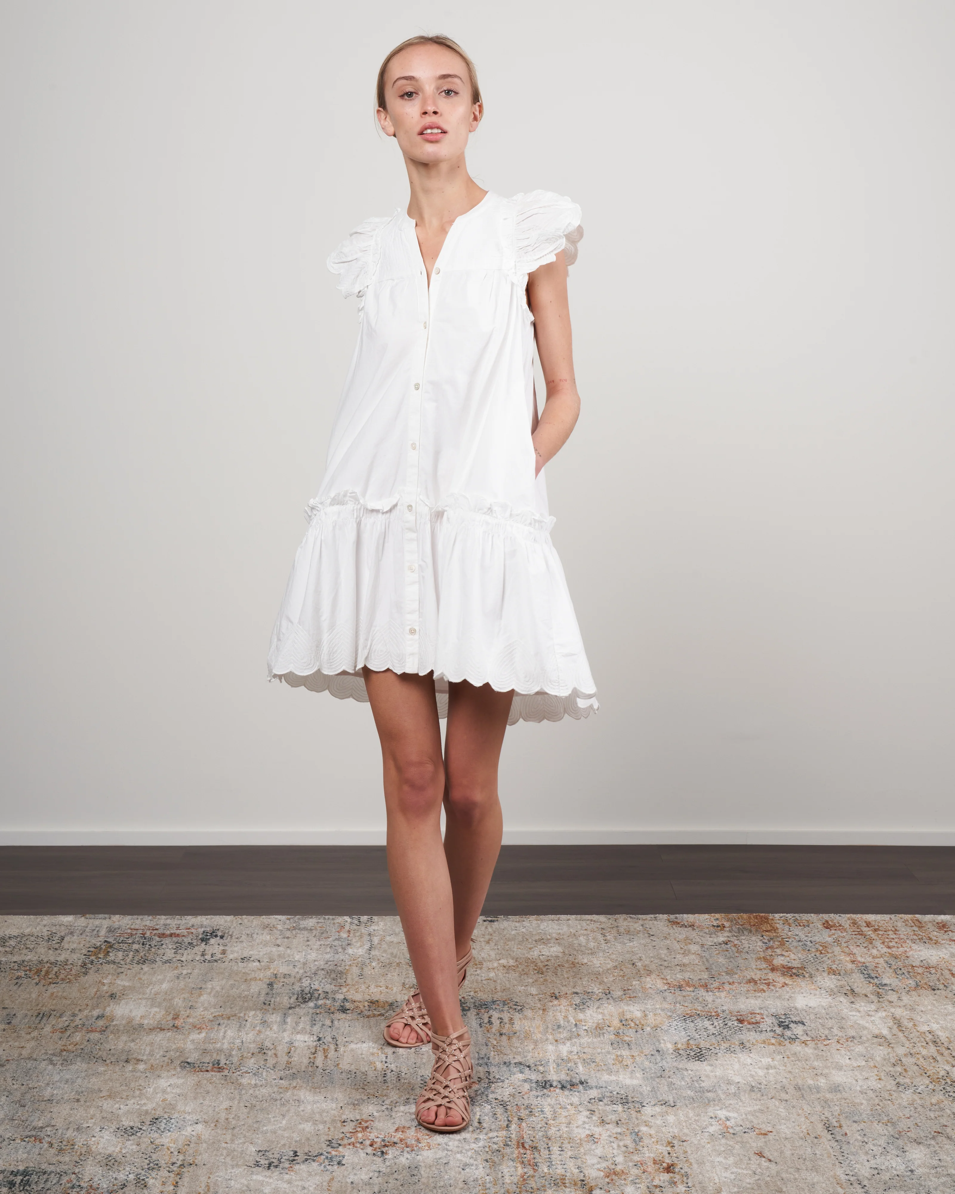 heidi heart quilt petal sleeve tiered tunic - white - Image 2