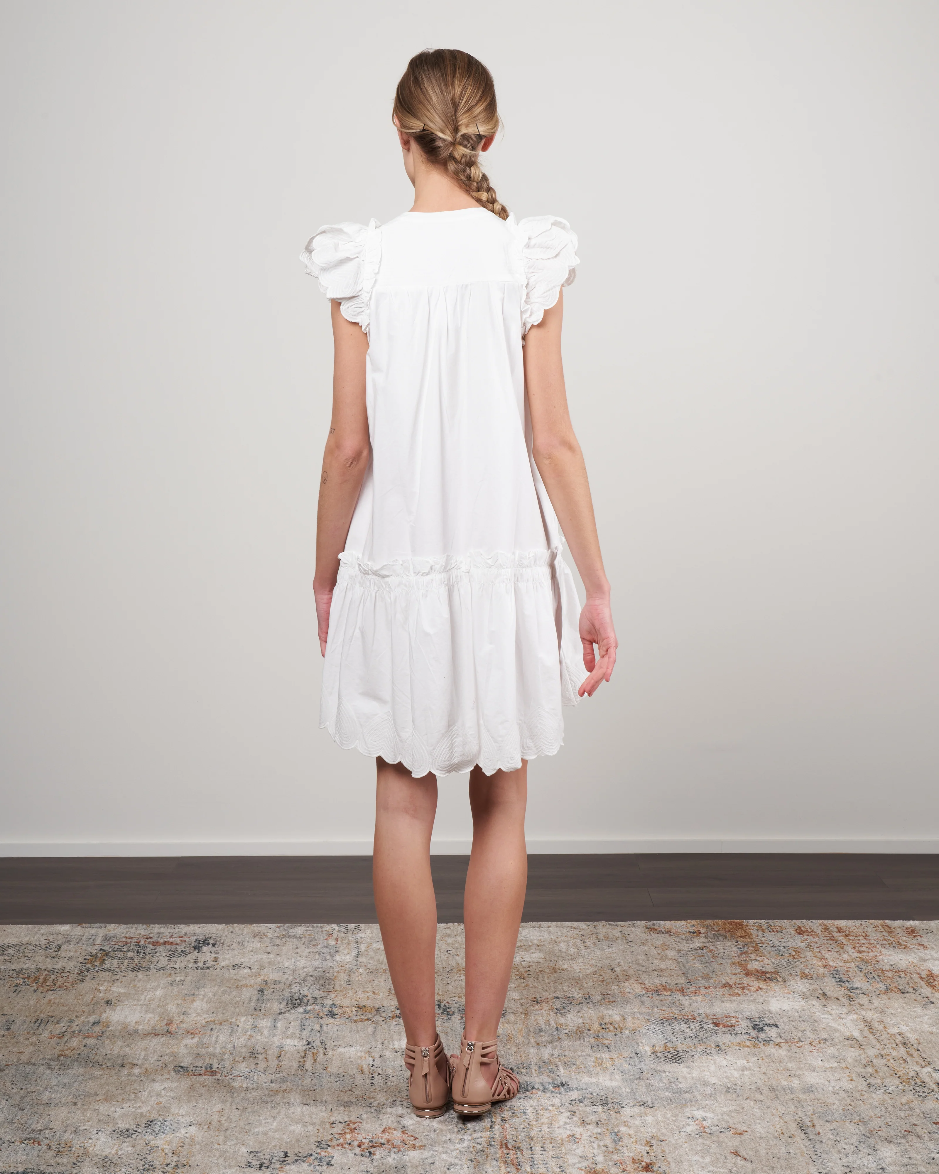 heidi heart quilt petal sleeve tiered tunic - white - Image 3