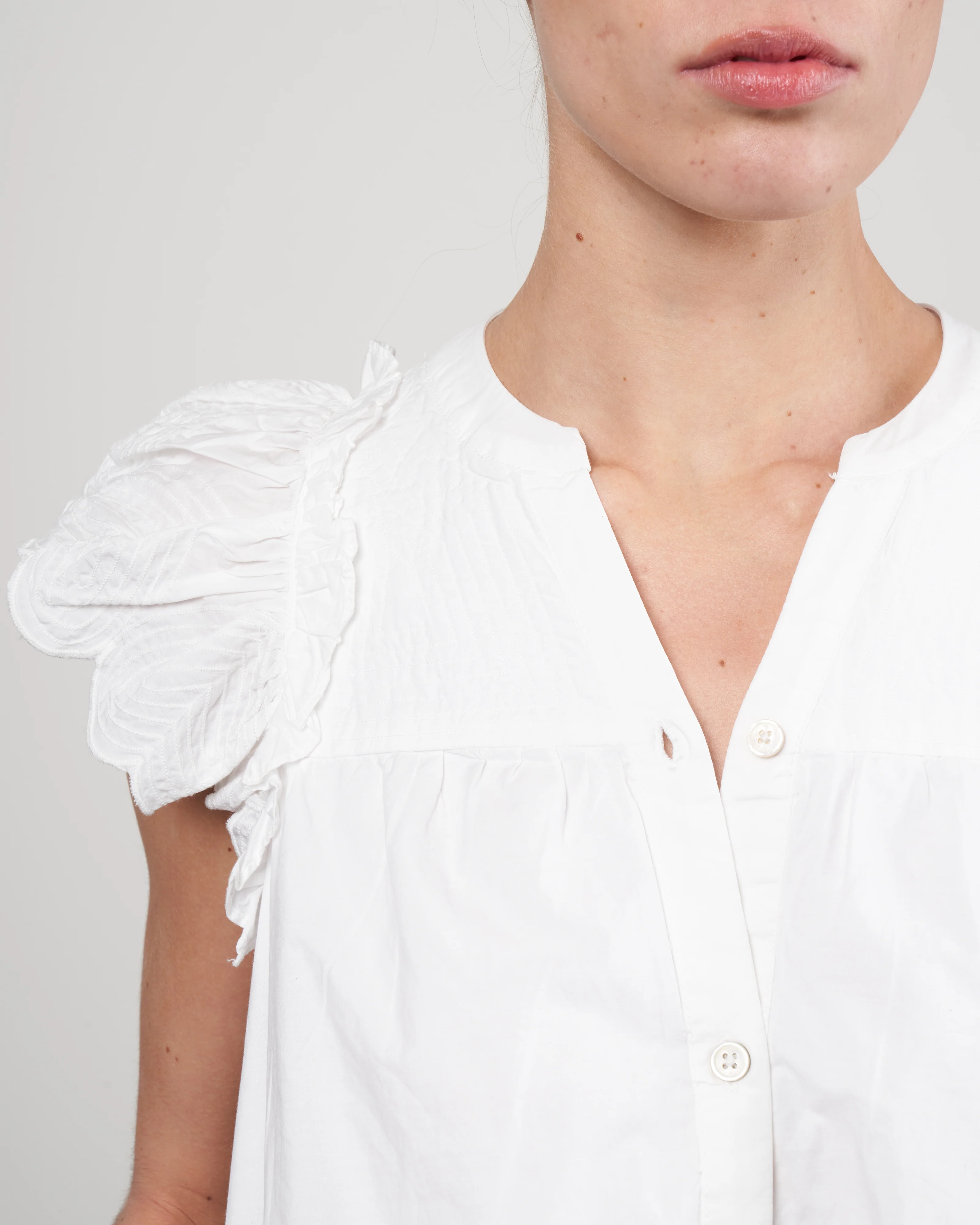 heidi heart quilt petal sleeve tiered tunic - white - Image 5