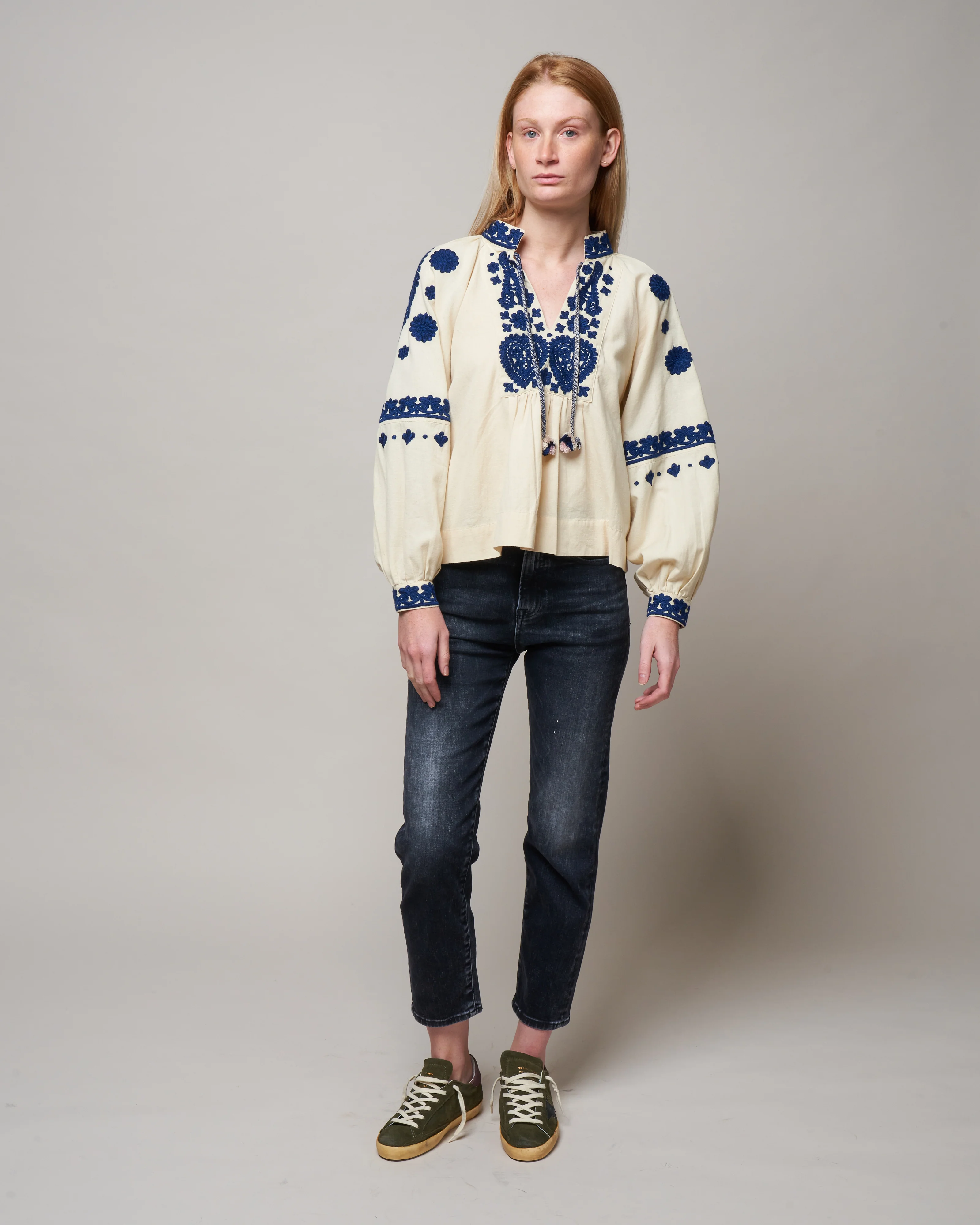 holly soutache l/slv top - cream - Image 2
